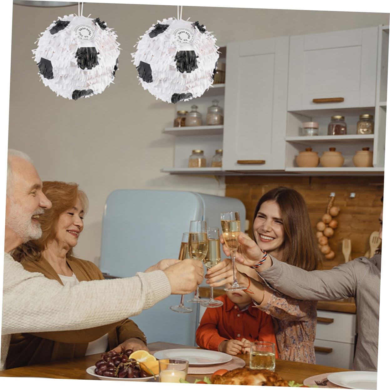 Abaodam Set di 3 Pezzi Pinata Calcio in Carta con Bastone e Benda per Festa Compleanno Tema Calcio, Decorazione Creativa per Carnevale e Festa Divertente