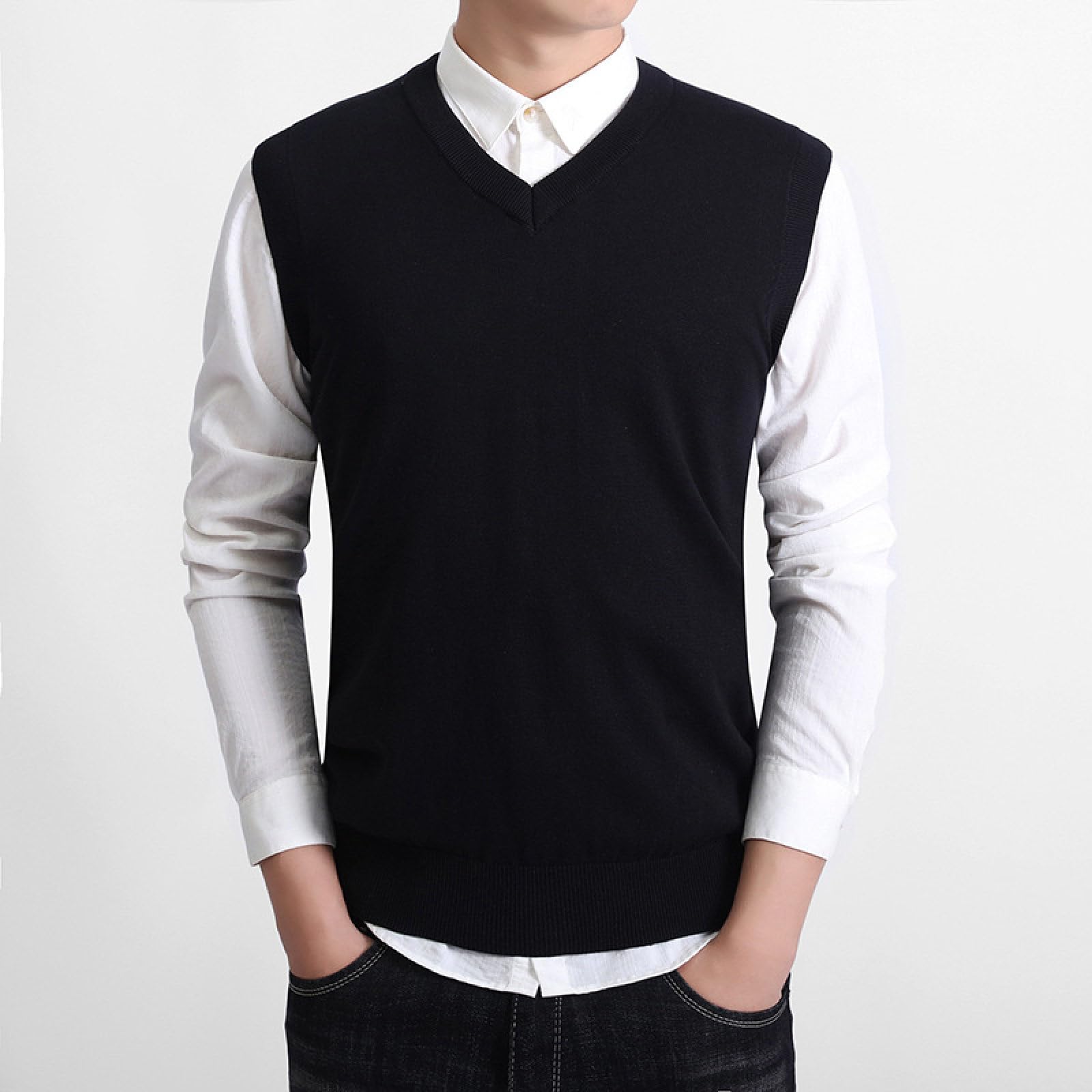 Chaleco de punto para hombre ideal para oficina y cenas casuales de invierno 7