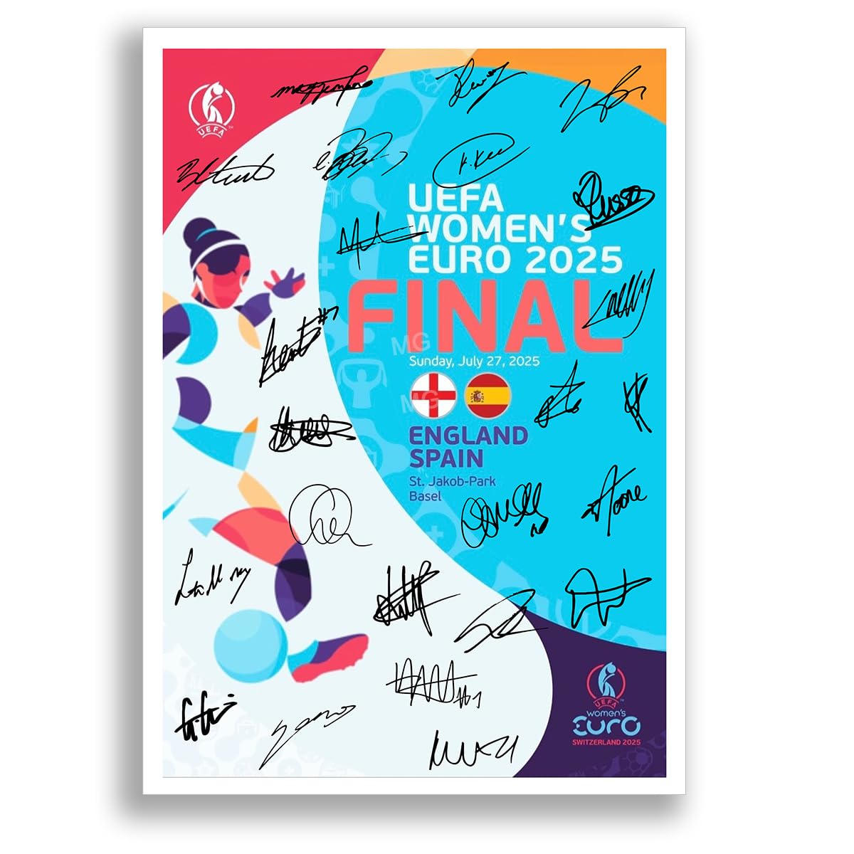 Mounted Gifts Trading Women's Programme A4 Poster The Lionesses England Team Squad Euro 2025 Signed Poster Photo Print Autograph Framed Memorabilia Gift​ (Programme A4 Poster)