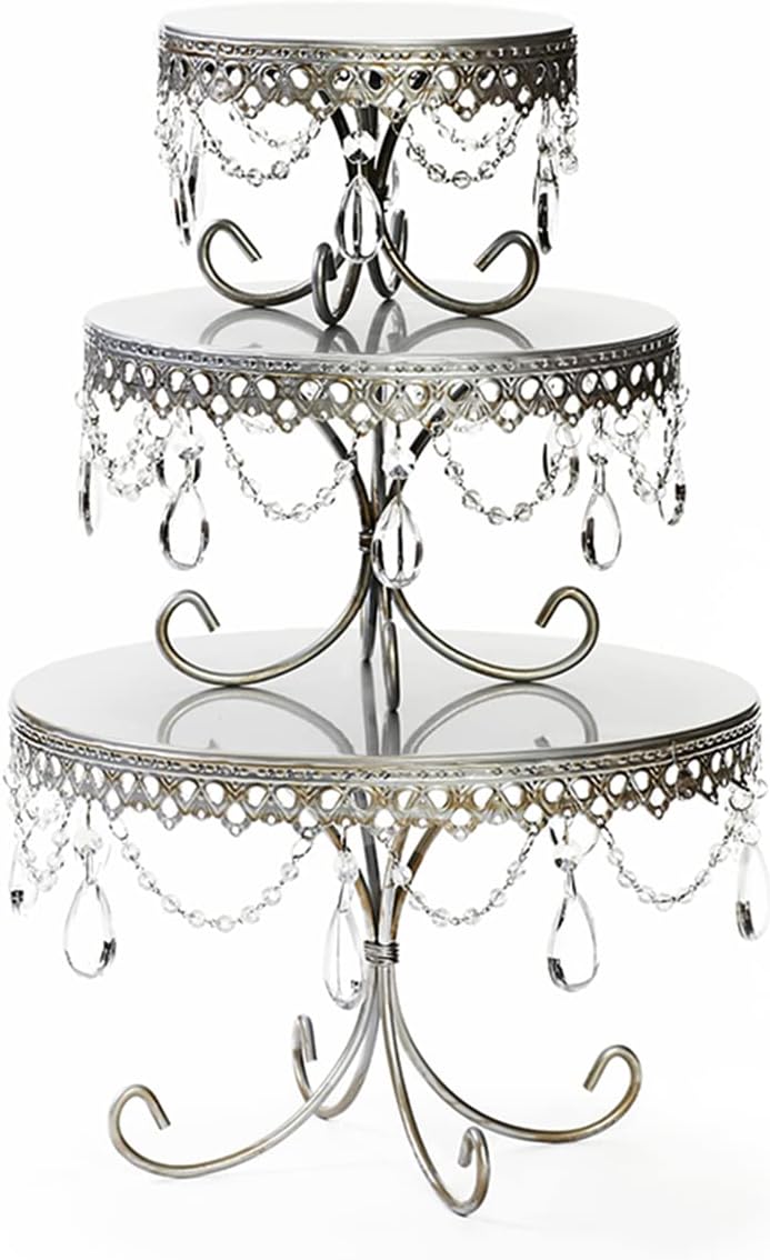 Opulent Treasures Loopy Cakes Chandelier Cake Plates Set of 3 (Silver)