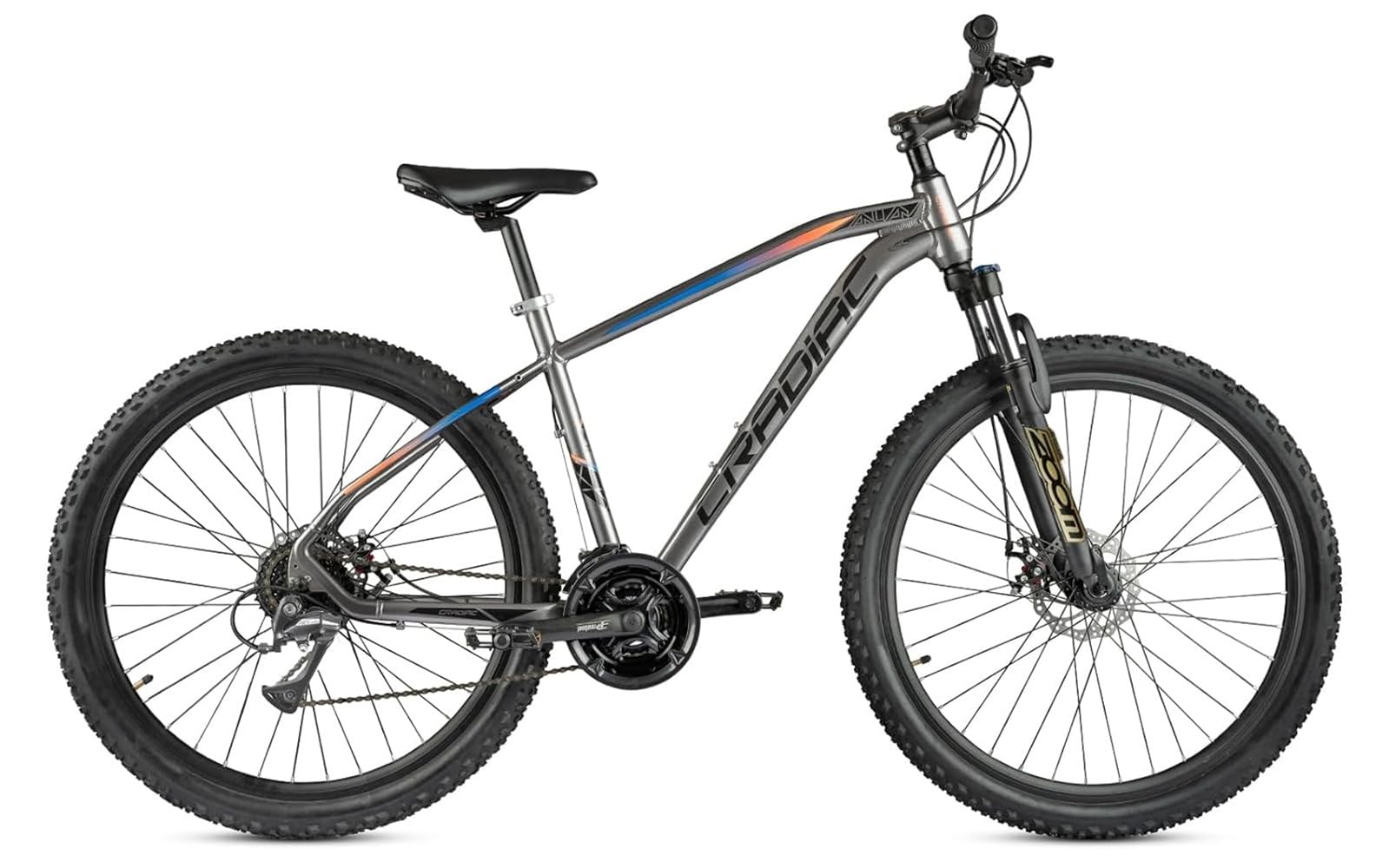 Cradiac XC 900 24 Speed 6061 Alloy Cycle 27.5 T 24 Geared Bicycle for Men with Front Zoom Lockout Suspension & Dual Disc Brake Mountain Bike | Ideal for 14+ Years, Unisex, Frame Size : 18 Inch, Grey