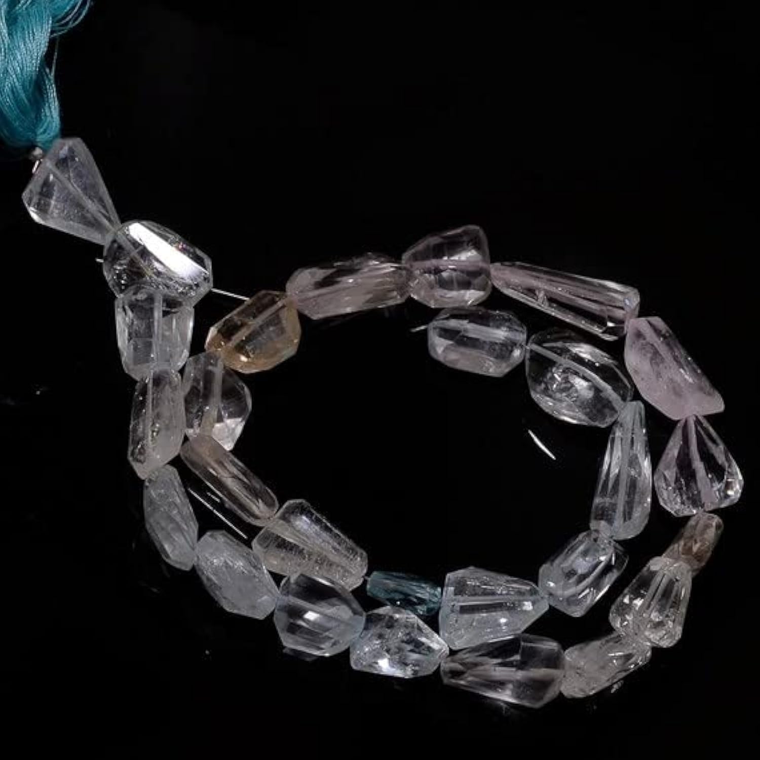 Perles aigue-marine naturelle bleu et rose pour bijoux d'été