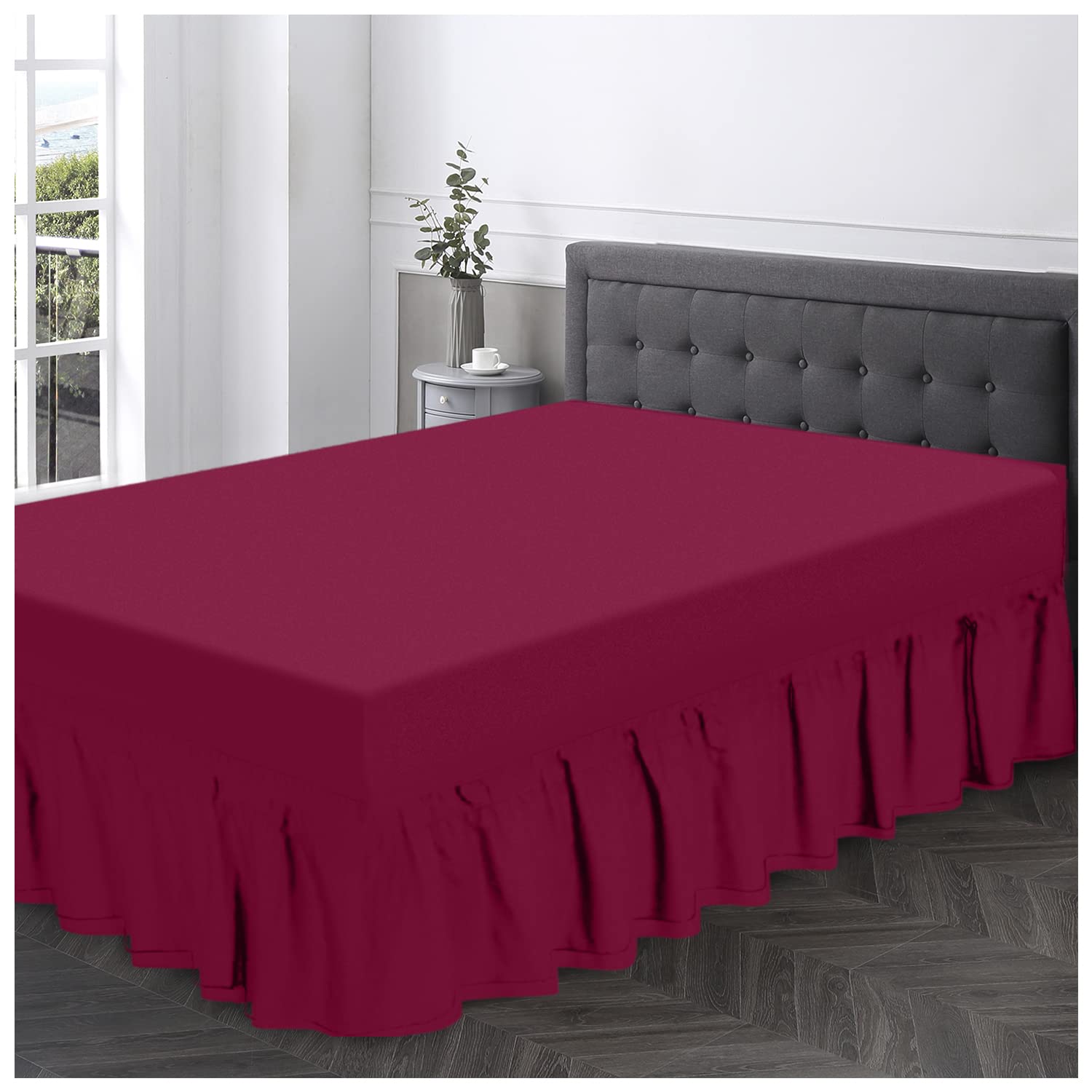 Gaveno Cavailia Super Soft Plain Dyed Diamond Valance Sheet [ King - Fuchsia ]