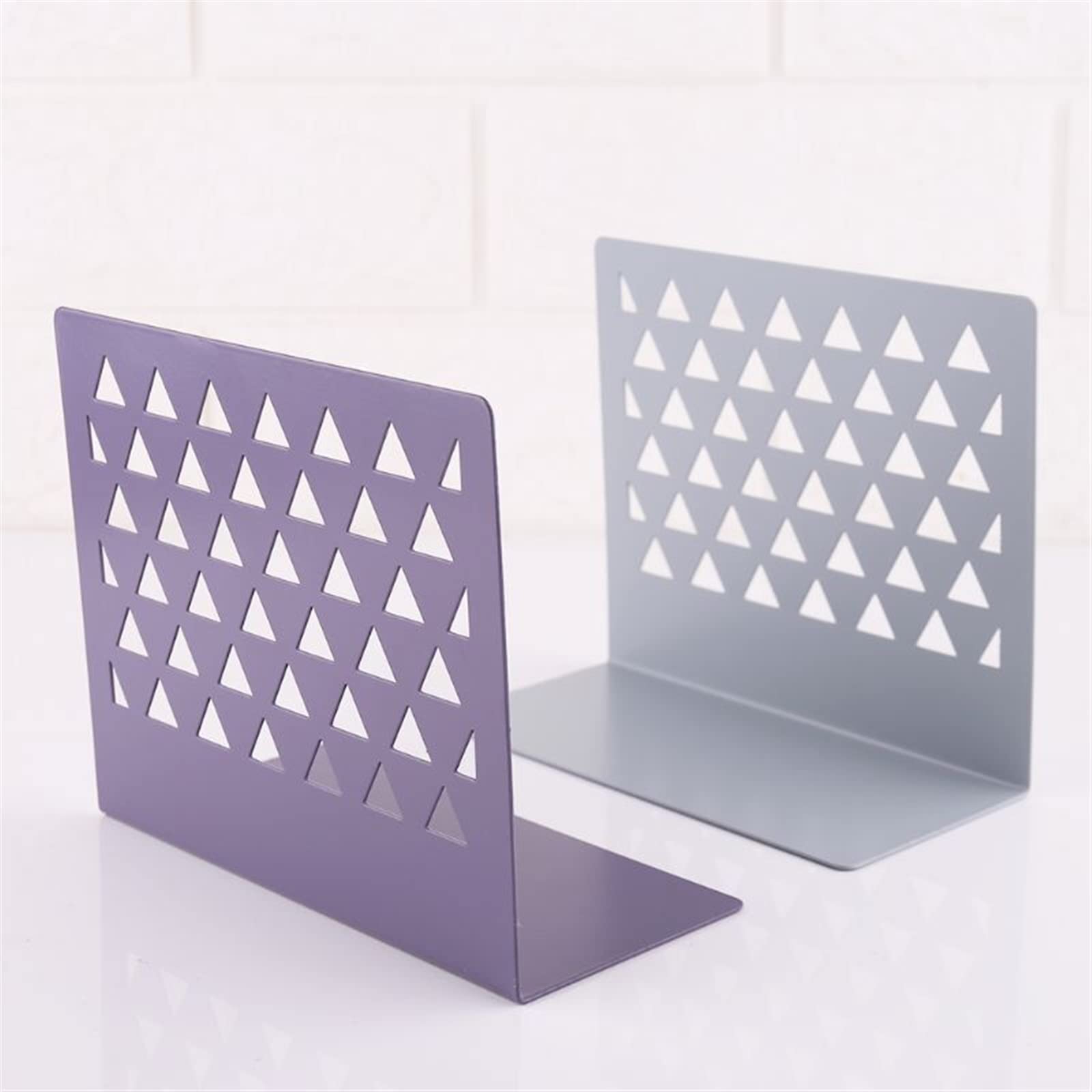 Fermalibri da scrivania in metallo, elegante supporto e mensola per la casa e l'ufficio, disponibile in viola e grigio