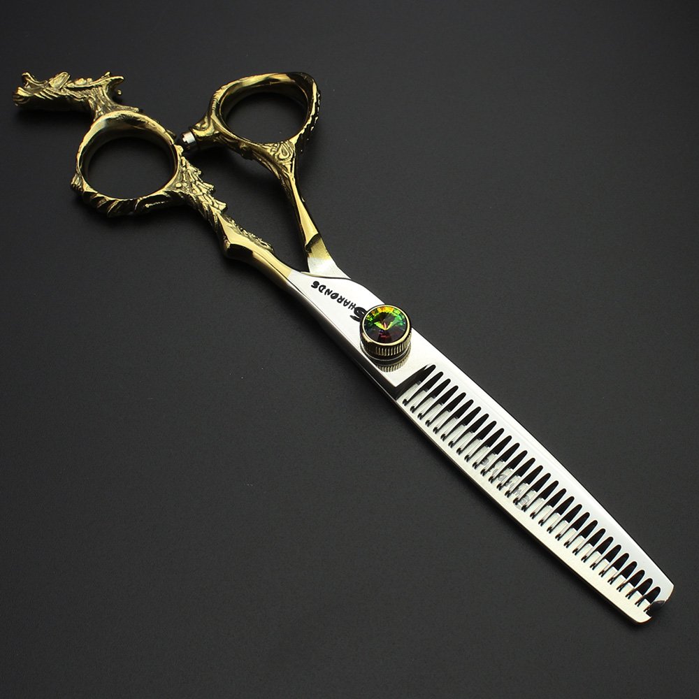Japón Studio herramientas de modelado de peluquería profesional 6.0 pulgadas corte de pelo tijeras + tijeras de entresacar Gems enviado al azar