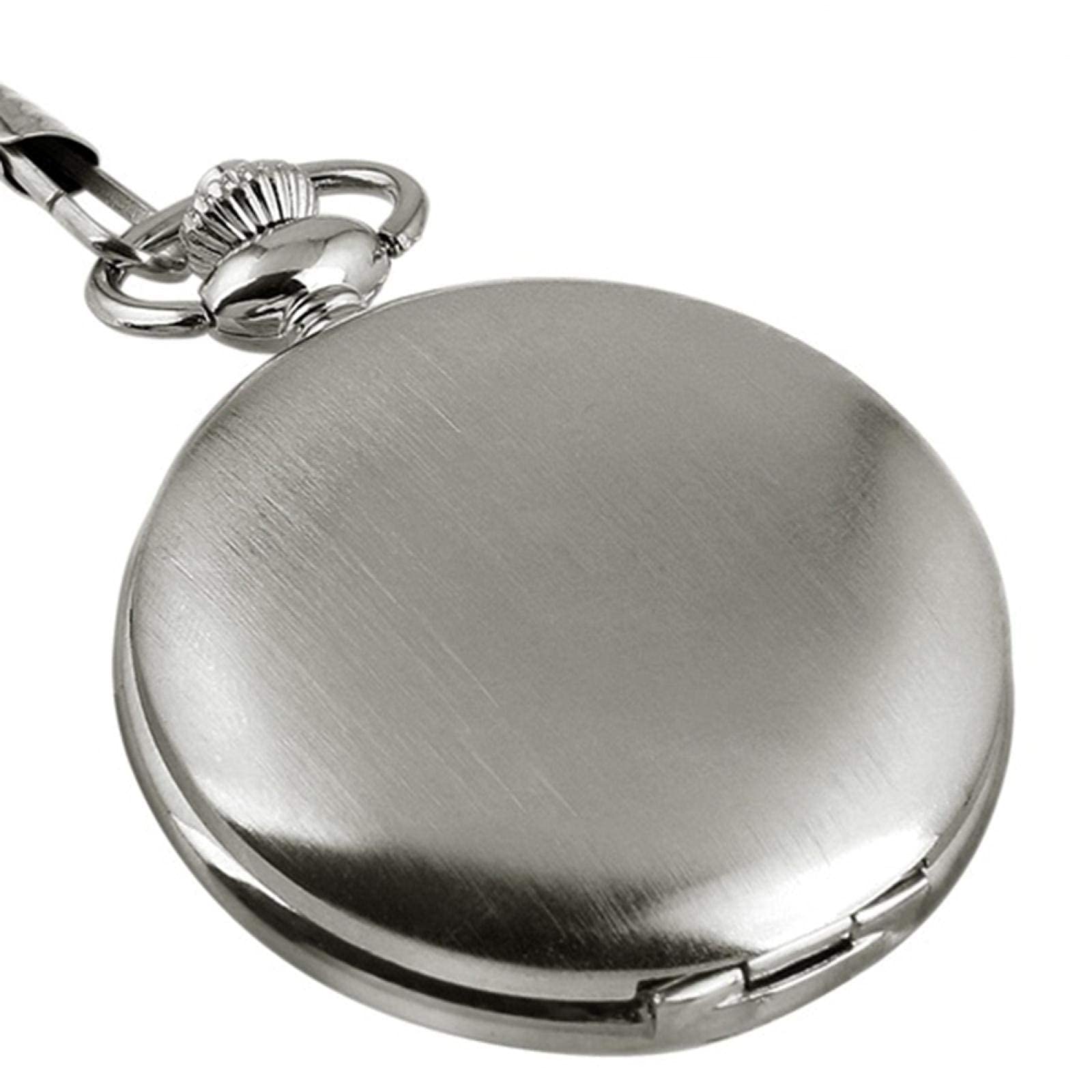 Relojes de Bolsillo, Reloj de Bolsillo clásico con Cadena Colgante Superficie Lisa(Silver)