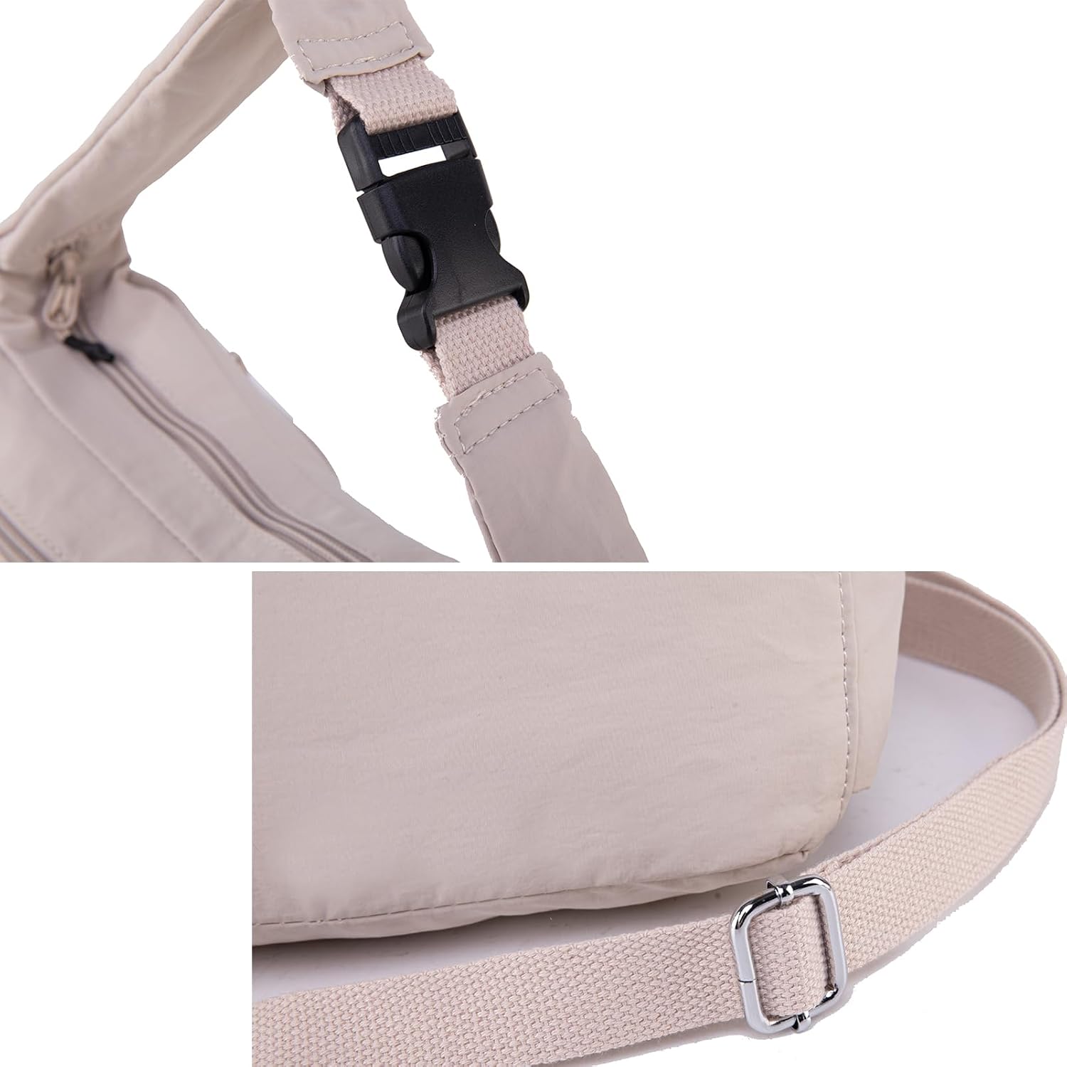 Trendy Nylon Crossbody Bags for Women,Multi-Pocket Shoulder Handbag Lightweight Sling Hobo Bag Roomy Travel Crossbody Purses - Image 4