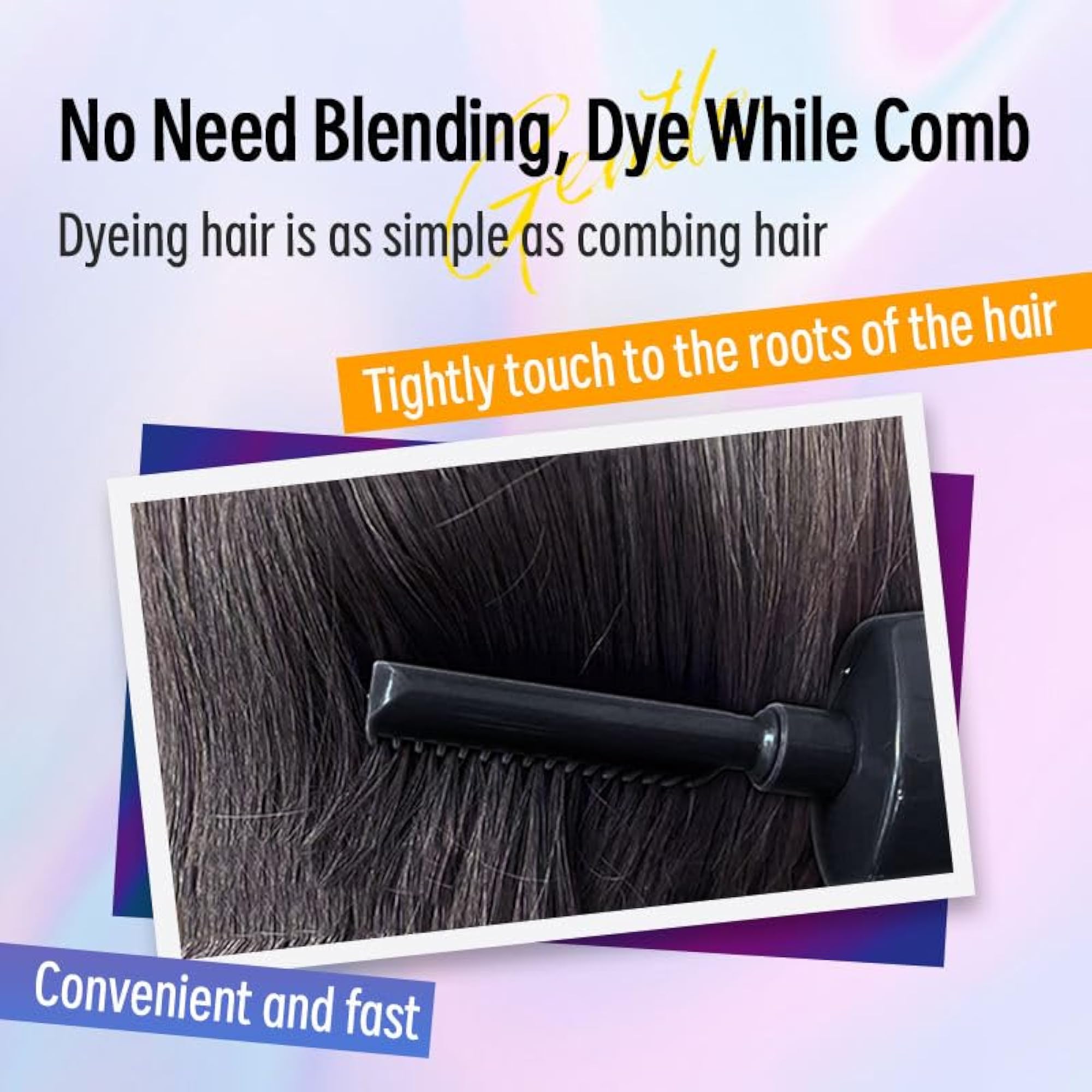 Permanent Herbal Hair Color Shampoo Comb, Plant-Based Formula