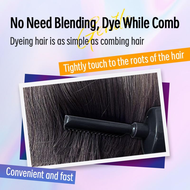 Image of Permanent Herbal Hair Color Shampoo Comb with Plant-Based Formula & Nourishing Hair Care Suitable for All Hair Types &, Natural Hair colur for Even Coverage for women, men,Color Stick200ml (Golden Brown)