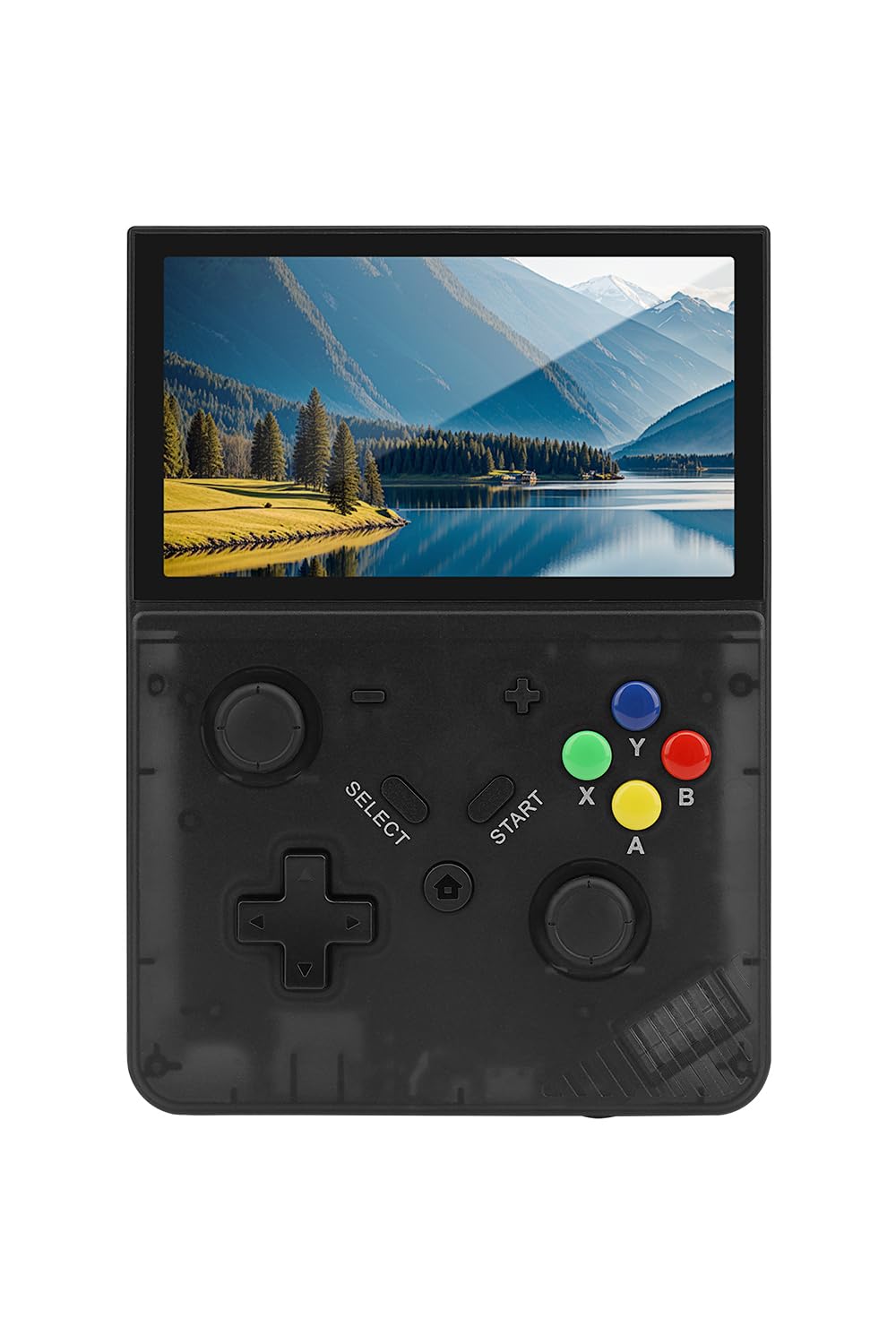 Console di gioco portatile retrò M18 con schermo IPS da 4,3 pollici, sistema operativo Linux, 64 G TF integrato, console per videogiochi retrò, portatile, tascabile, 18000+ giochi (nero traslucido)