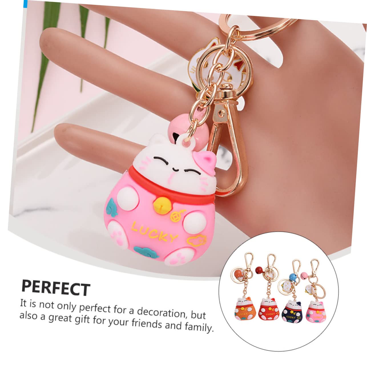 CALLARON 8 Stück Teiliges Lustiger Schlüsselanhänger mit Glückskatze Niedliches Bag Hanging Pendant Kreativer Taschenanhänger Dekorativer Schlüsselring für Mädchen und Frauen