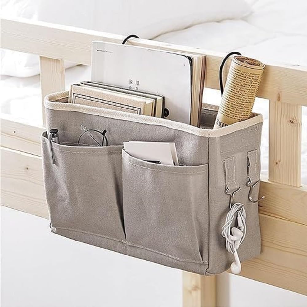 ABTER Bedside Hanging Organizer for Dorms, Bunk Beds & Headboards – Multi‑Pocket Caddy for Books, Magazines, Phones & Remotes