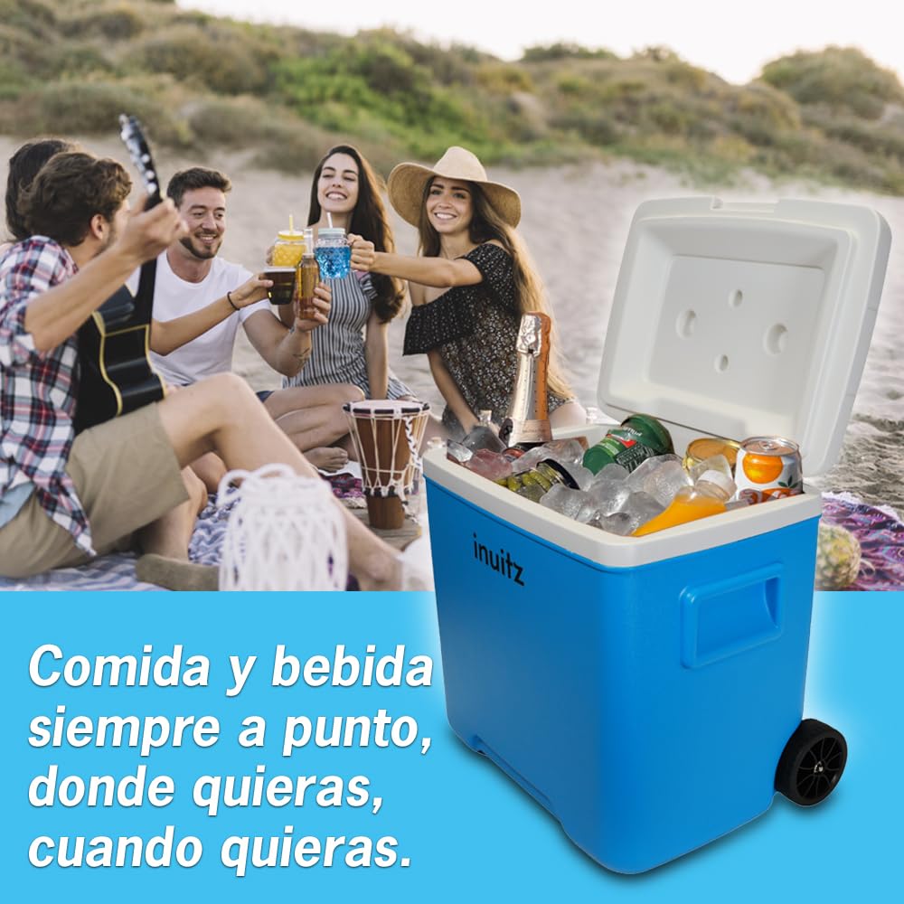 Nevera con Ruedas 30L Portátil – Mantiene Frío por Horas, Resistente y Cómoda de Transportar Playa, Camping y Picnic – Nevera de Playa, Nevera Portátil