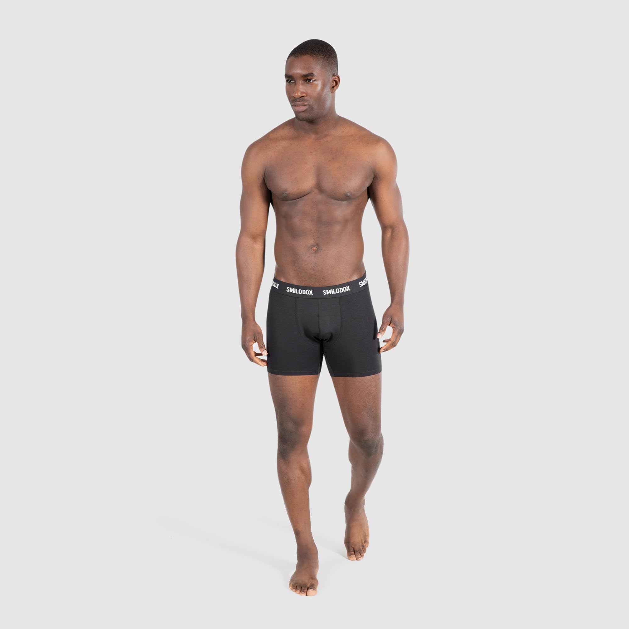 SMILODOX Herren Boxershorts 3er Set - Shaped Fit Unterhosen Männer mit Normalem Bund, Elastisch & Atmungsaktiv, Modalfasern, Mittellang, Logo Waistband - Männer Unterwäsche