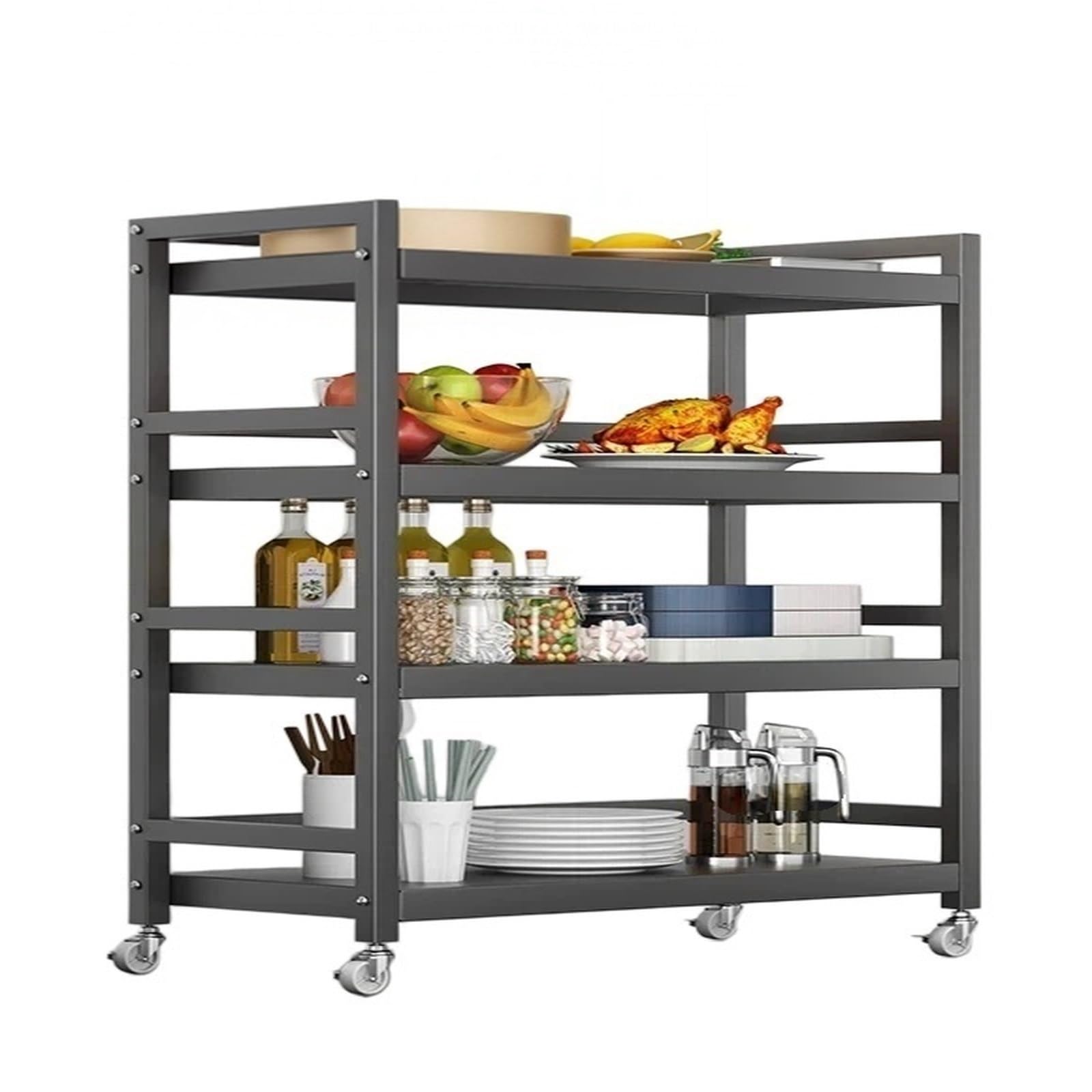 Magazzinaggio Carrello mobile for la preparazione degli alimenti, ripiano for servire con rotelle, for organizzare i contorni del ristorante(Grande)