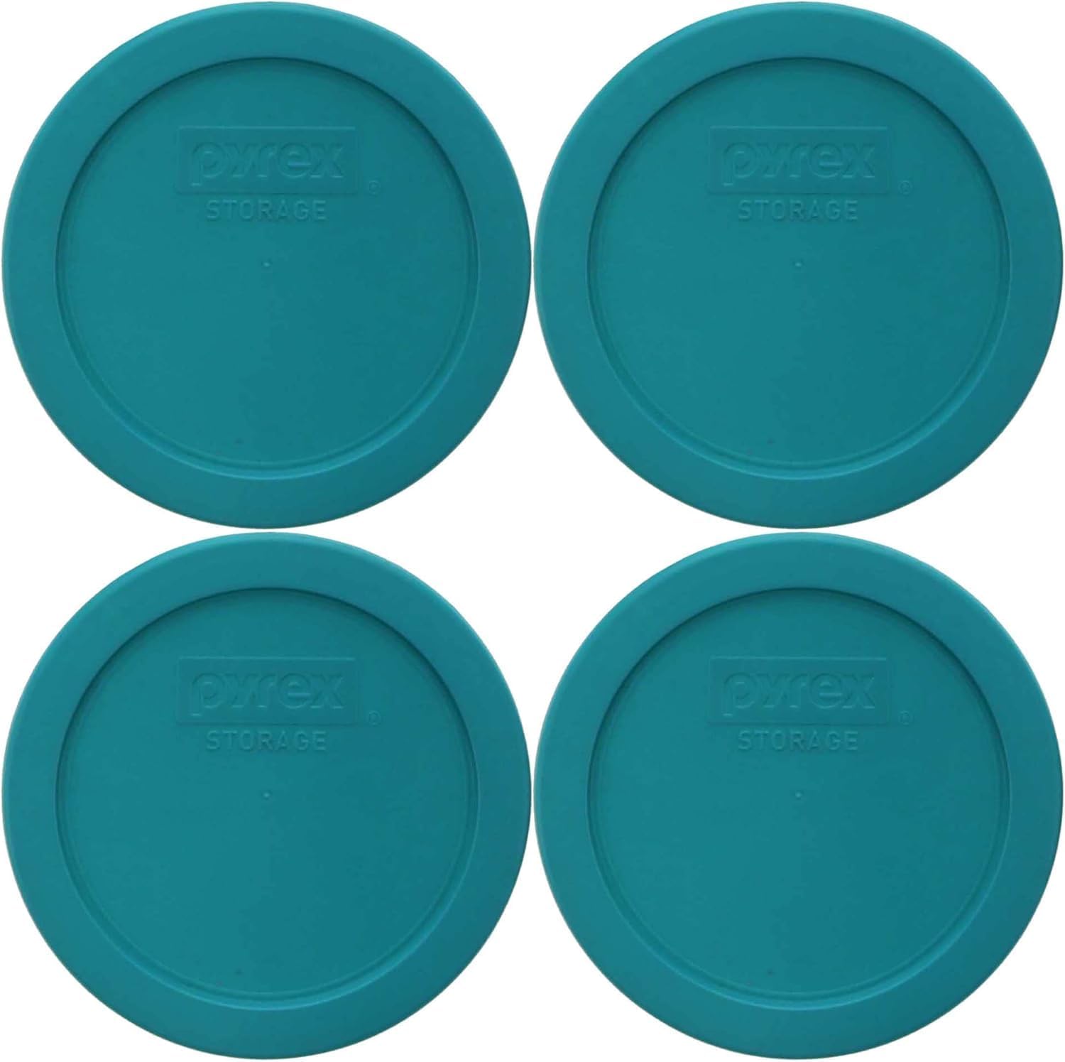 Pyrex 7201-PC 4 Cup Turquoise Round Plastic Lid - 4 Pack