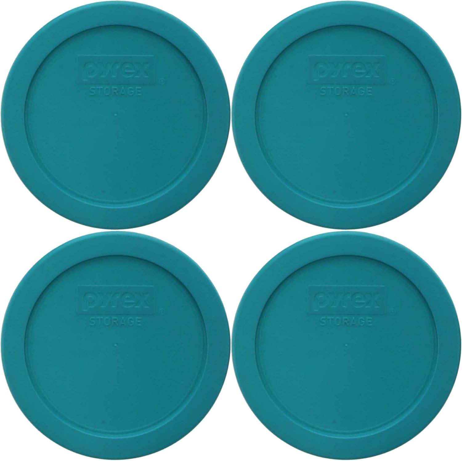 Pyrex 7201-PC 4-Cup Turquoise Plastic Replacement Food Storage Original Genuine Pyrex Lid, Made in USA - 4 Pack