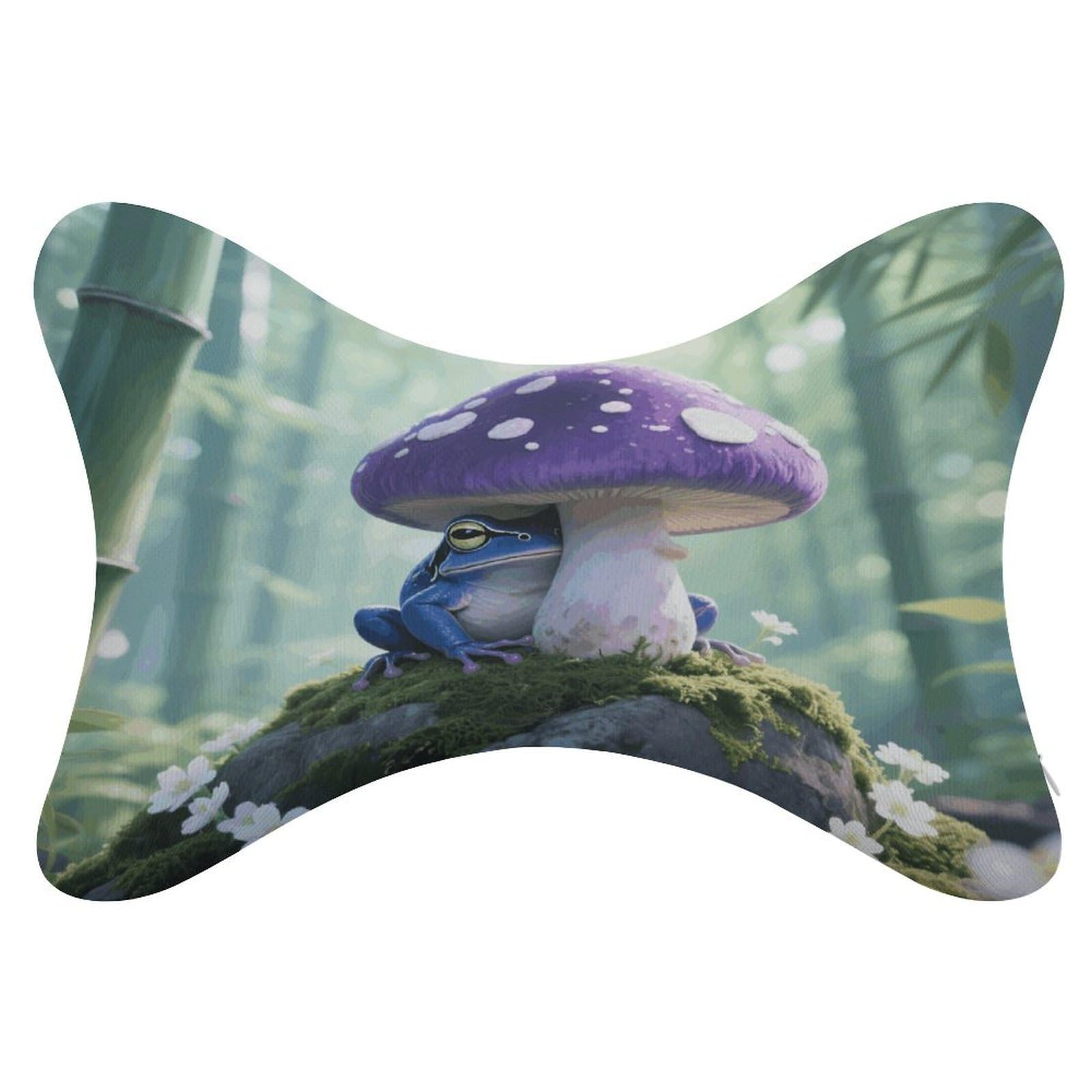 VstaDank Frog Mushroom Aesthetic Car Pillow Soft Car Neck Pillow Breathable Dog Bone Shaped Travel Neck Pillows Washable Removable All-Season Universal Cars Head Rest Pillows