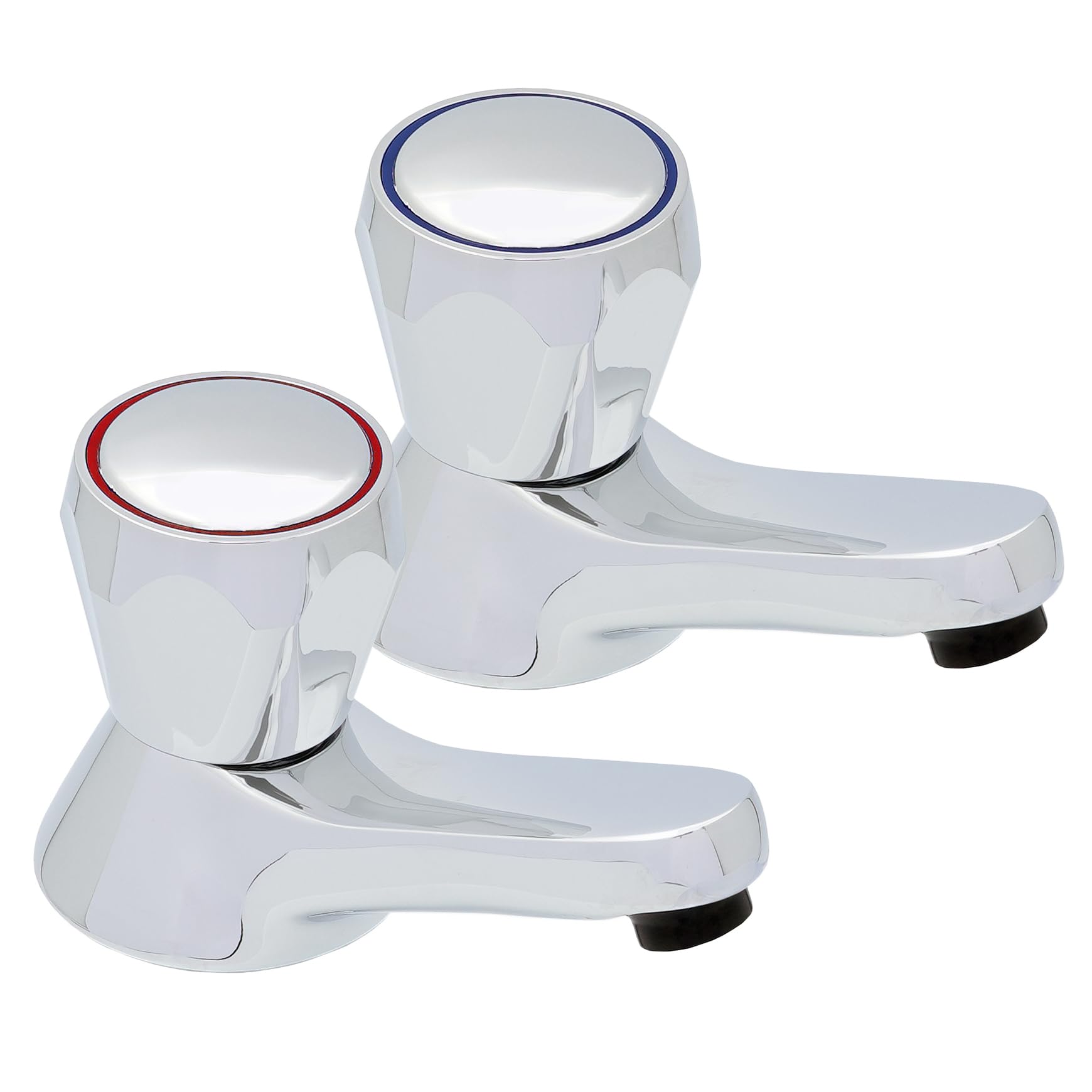 Northbury Modern Bath Tap Pair Chrome Â Hot & Cold Pillar Taps, Chrome Plated Brass 5056866114820