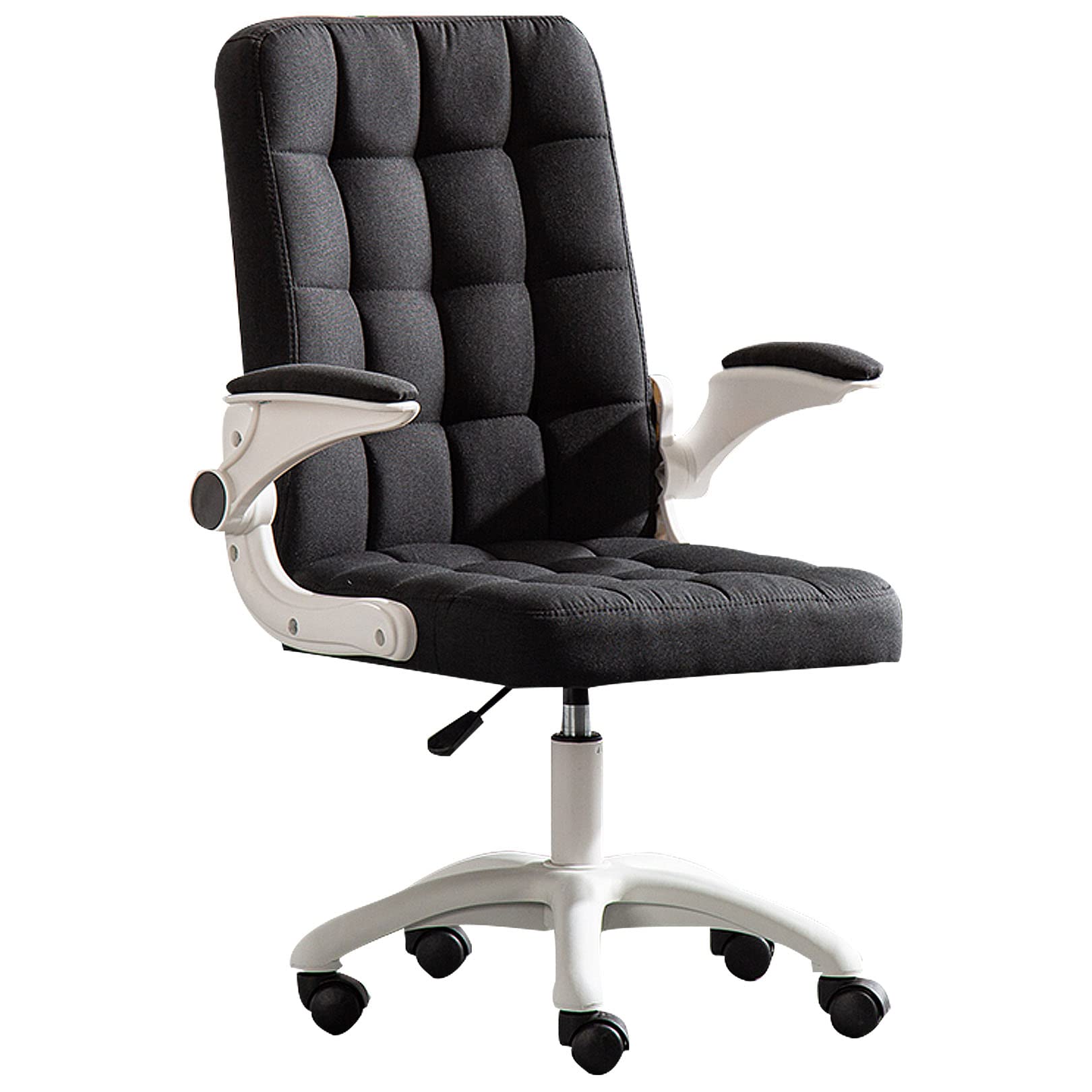 Chaise de bureau pivotante pour le salon et la chambre à coucher en tissu lin gris