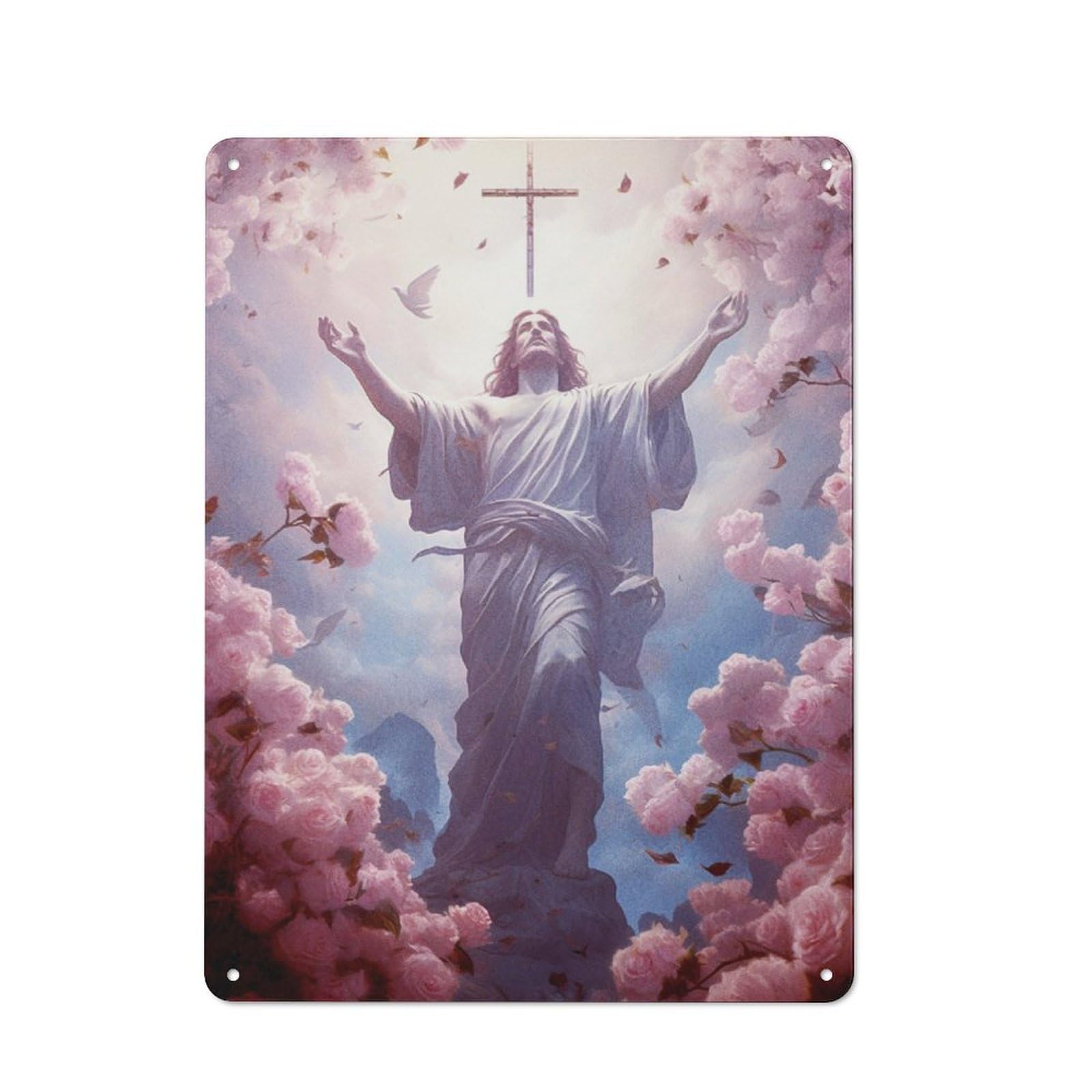 Junmoney Christ Poster Catholic 5 Metal Wall Sign 40X30cm Featuring For Garage Or Workshop, For Home Office, Studio And Craft Room Walls