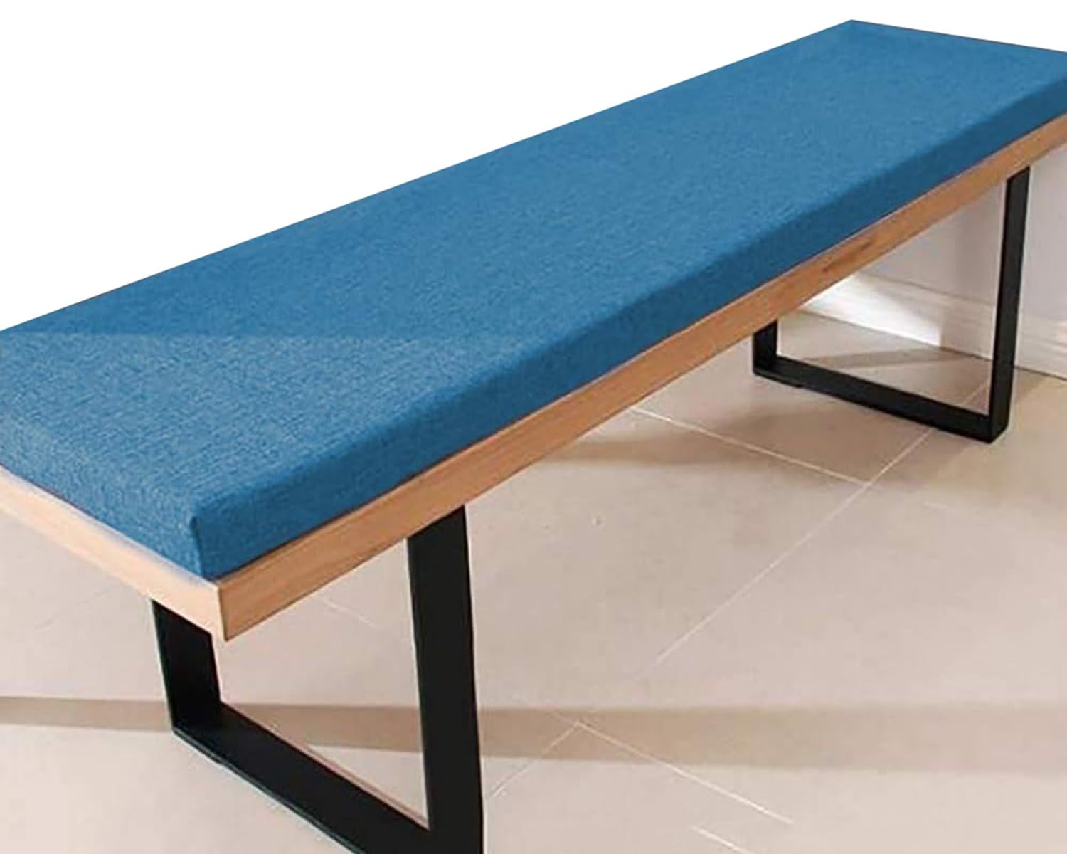 Coussin de banc bleu haut de gamme 125x35 cm avec sangles robustes
