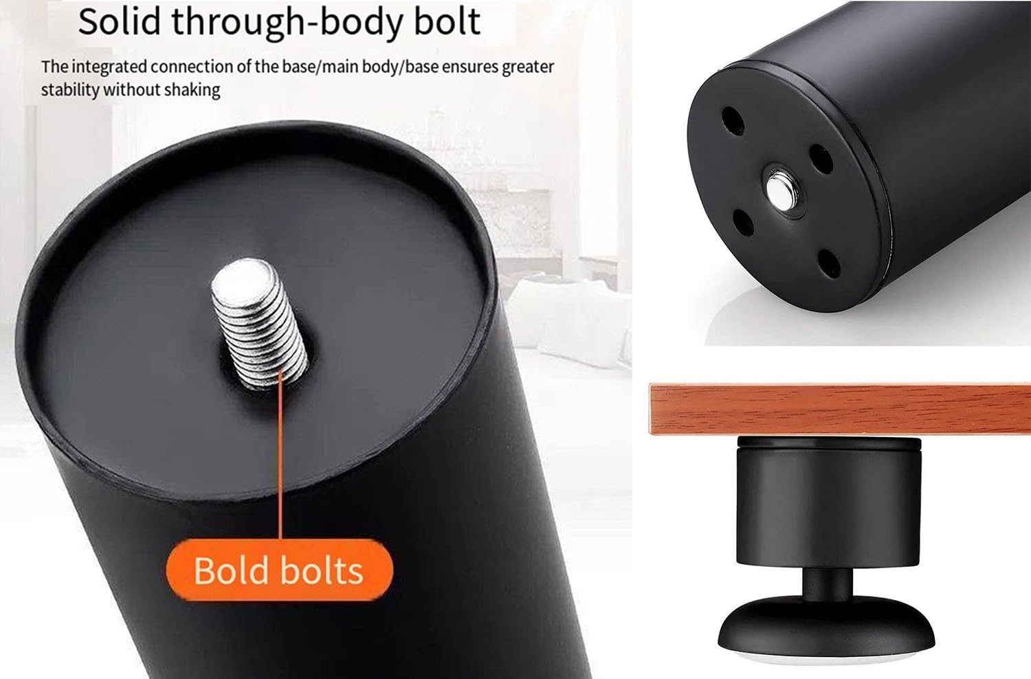 Set di 4 Gambe per mobili Regolabili in Acciaio Inossidabile per impieghi gravosi, per mobili, tavolini, Supporti per TV, divani, Supporti silenziosi per Il Bagno