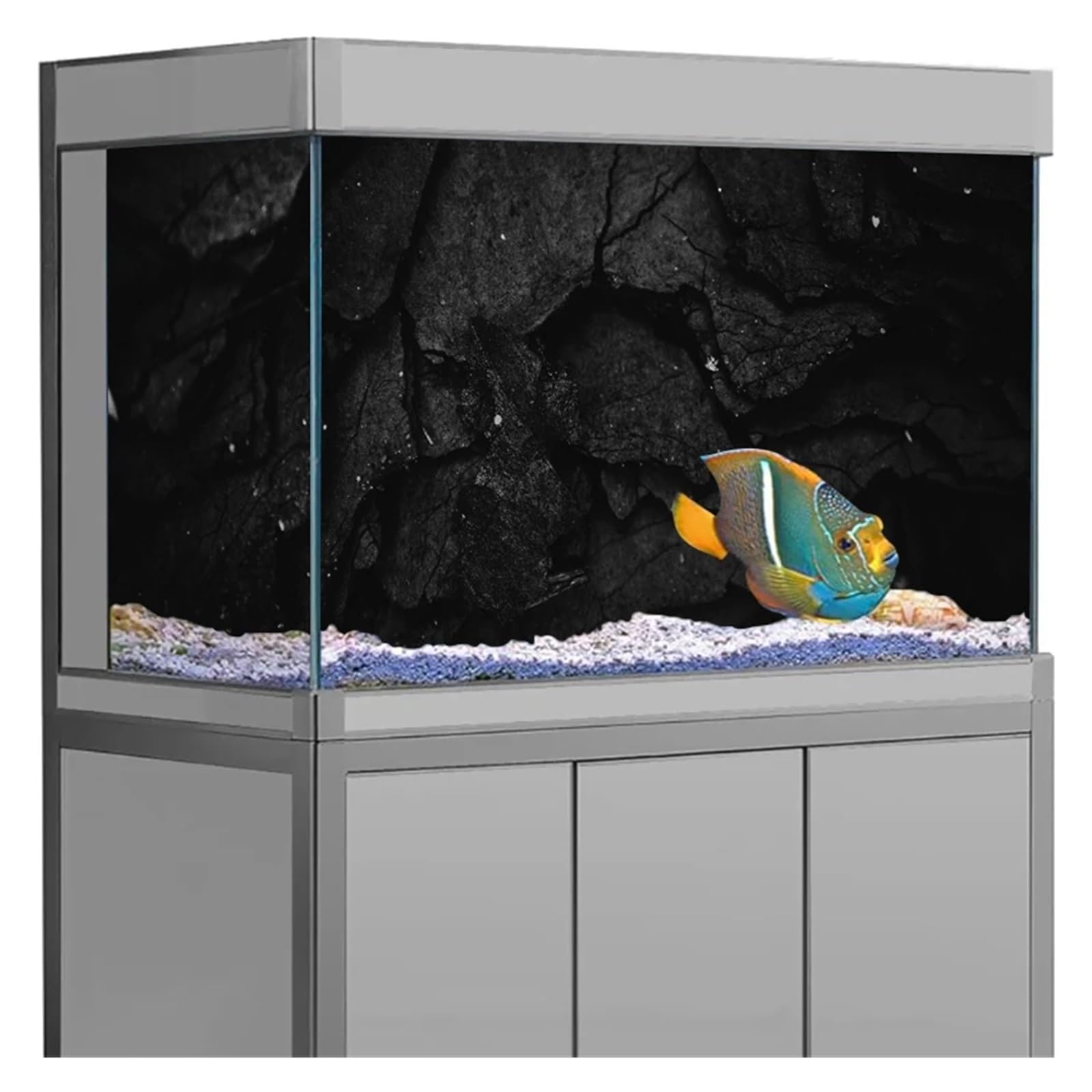 Affiche de Fond d'aquarium en Pierre Noire Effet 3D, autocollante(50x100cm)