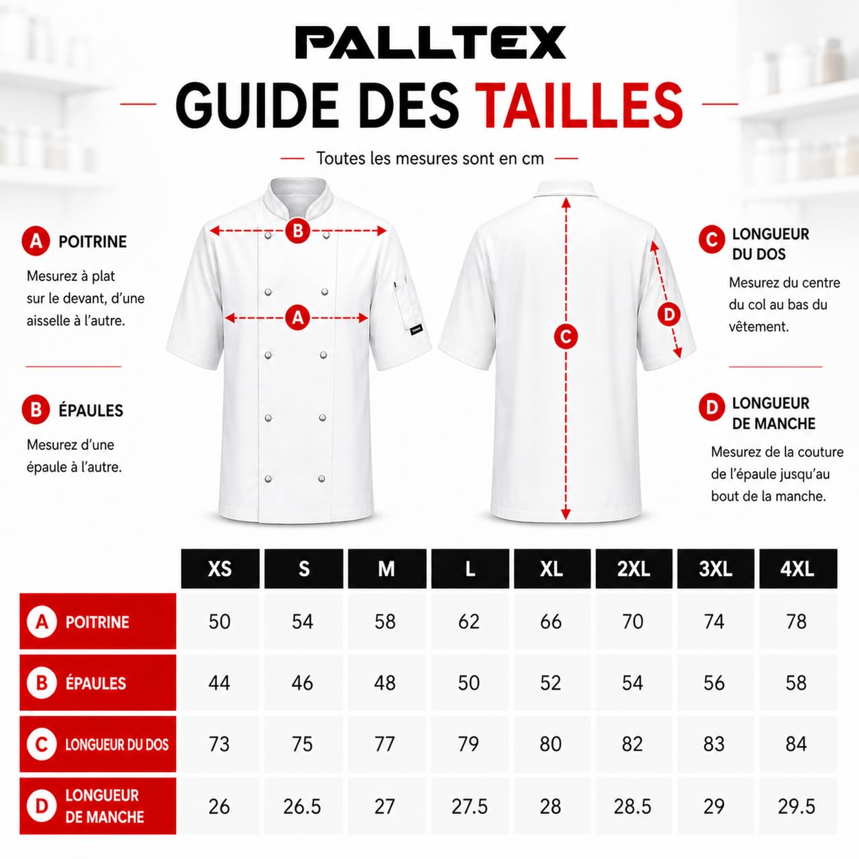 BWOLF Nozomi Veste de cuisinier unisexe pour femme Noir/blanc Vêtements de cuisine professionnels Uniforme à manches courtes, Blanc1, XS