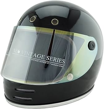 18%OFF】 ハーレー風レトロフルフェイスヘルメット明るい黒・クリア