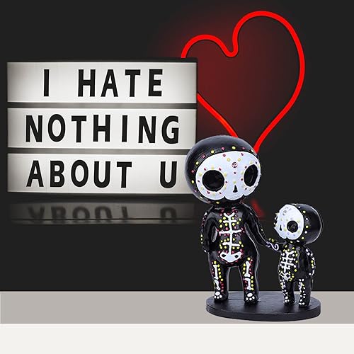 Miniatura 2 de Decoración de calavera de azúcar, estatua de pareja de calavera de azúcar, decoración del día de los muertos, decoración de escritorio de Halloween,