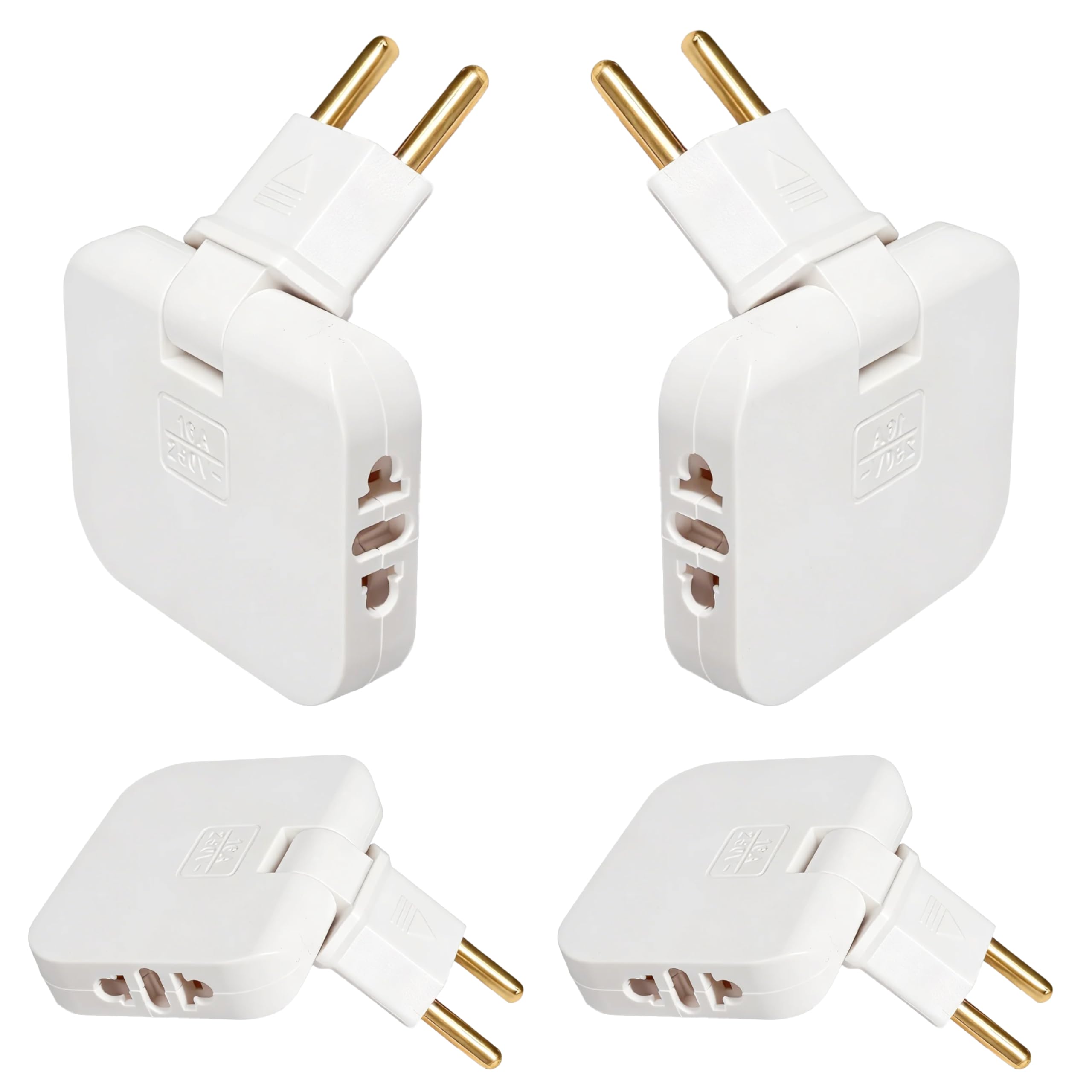 4 Piezas Ladrón Enchufe Plano de Pared con 3 Tomas, Adaptadores Giratorios 180° Ultraplanos, Multiplicador Enchufe para Viajes y Uso Doméstico, Compatibles con Enchufes Europeos y Americanos
