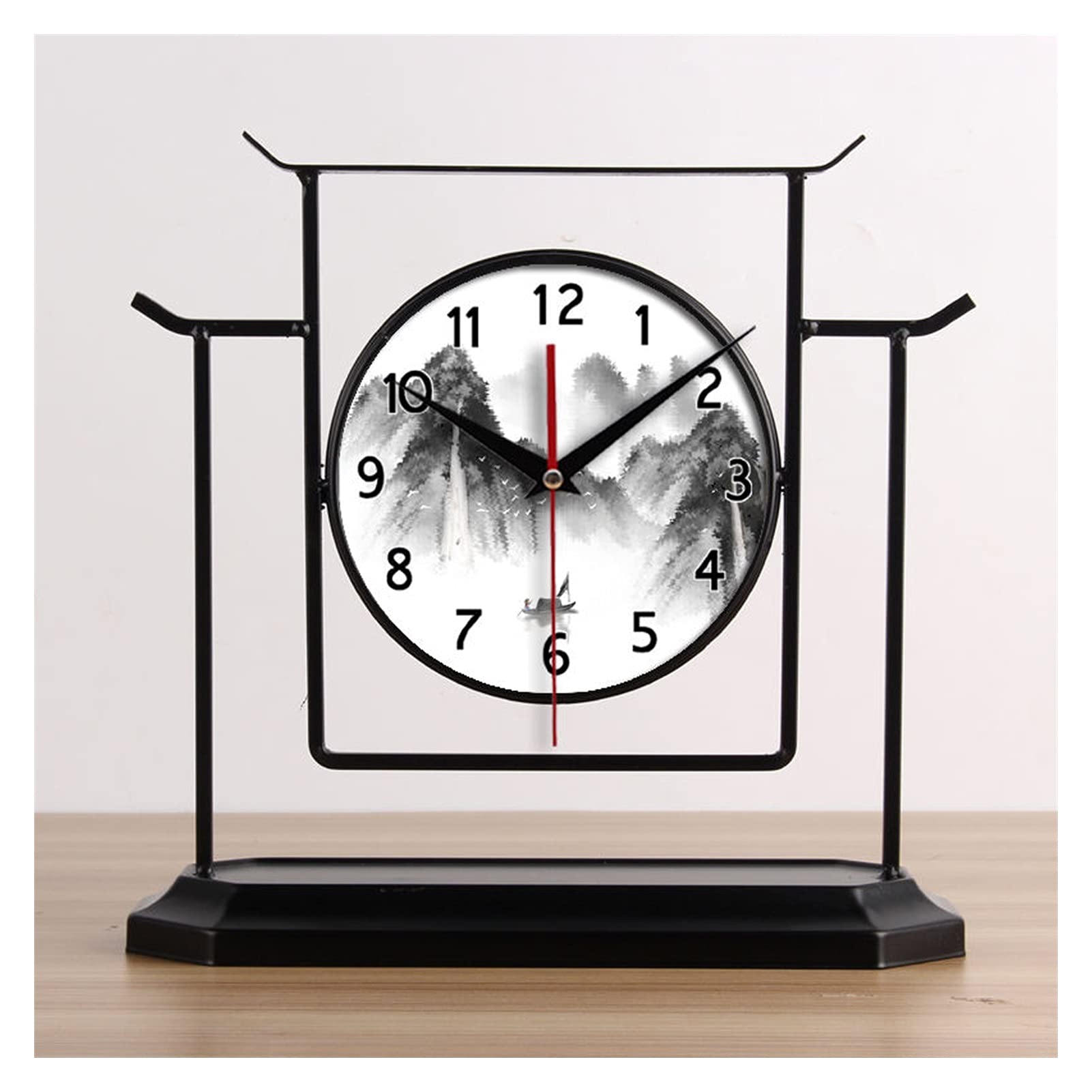 Reloj de mesa retro para adornos de sala de estar con estetica clasica de 12 pulgadas