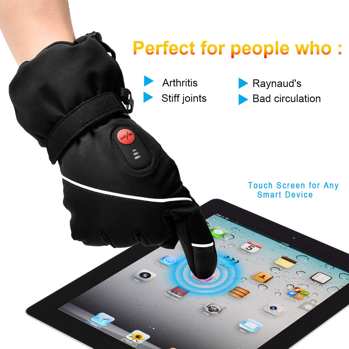 SNOW DEER - Guantes calefactores, con Pilas Recargables, eléctricas, para Hombres, Mujeres, Calentadores de Manos con Pilas Recargables de 7,4 V, 2200 mAh, para esquí, Bicicleta, Motocicleta, Guantes