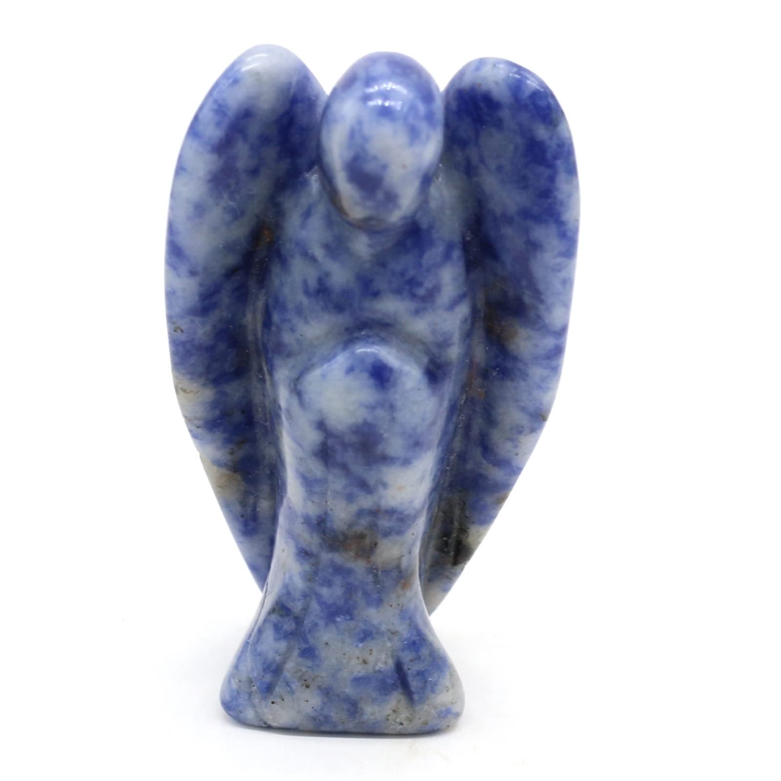 Haussammlung 30g Naturstein Kristall Pendel Engelsform Heimdekoration Figur Statue Edelstein Ornament 50x35mm 1PC Geschenk PEIQIYIN(Color:Madagascar Rose Quar)