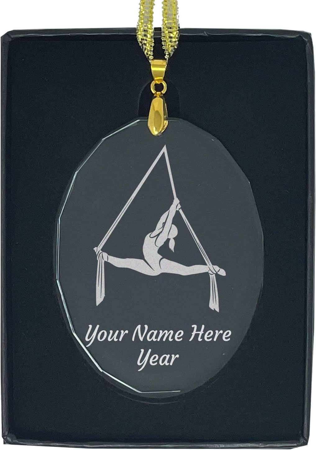 LaserGram Personalized Glass Christmas Ornament, Aerial Silks, Custom Laser Engraved Gift Idea (Diamond Shape)