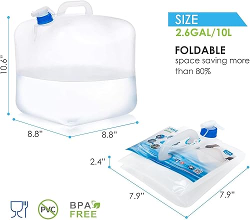 Miniatura 2 de ITRAZ Contenedor de agua plegable para almacenamiento de agua jarra sin BPA con espita cantimplora de agua portátil para campamento RV al aire libre