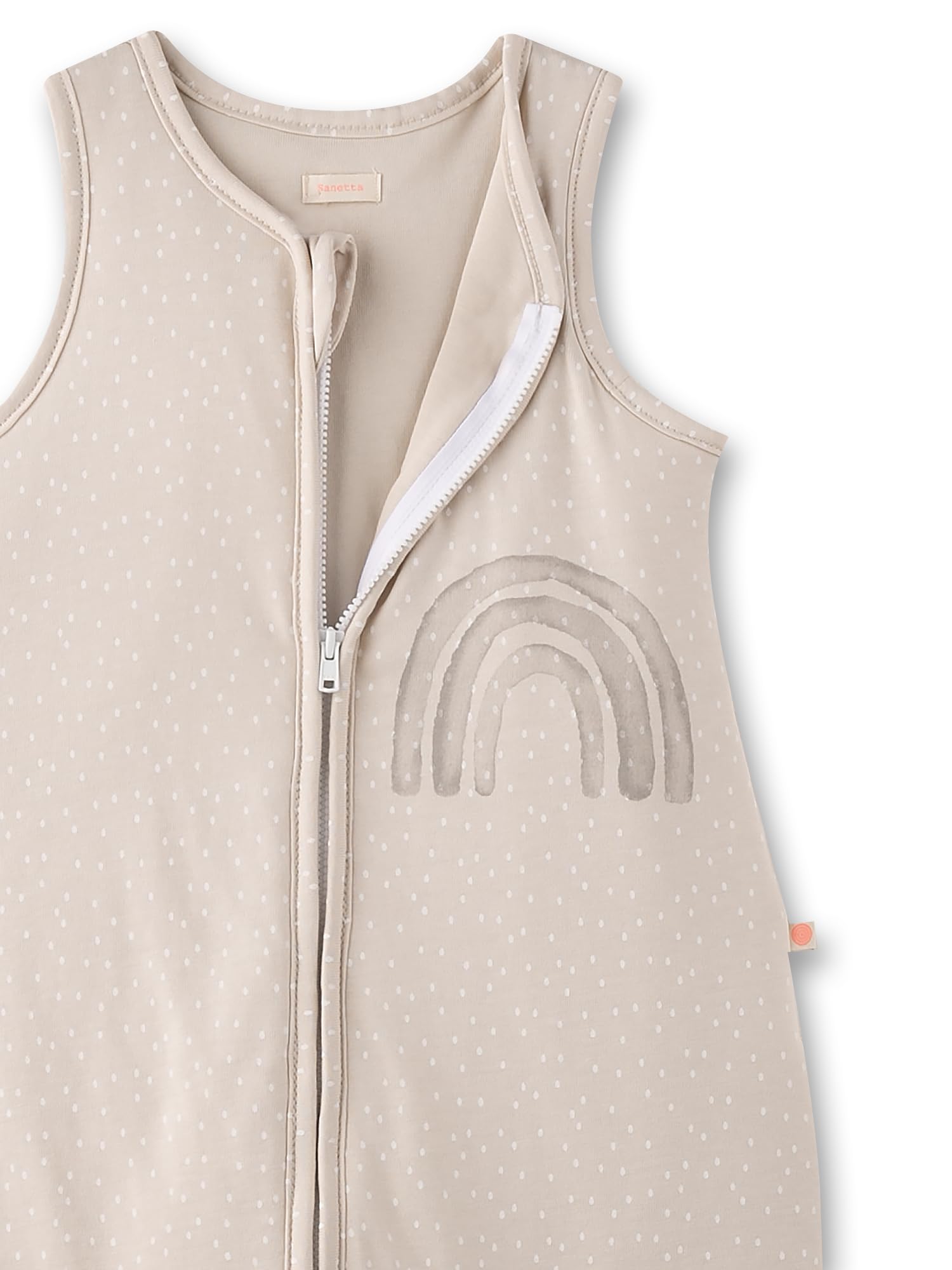 SANETTA Sacco nanna con piedi beige | Pratico e comodo sacco a pelo unisex in cotone biologico, sacco nanna con cerniera e stampa arcobaleno | Baby Sleeping Bag