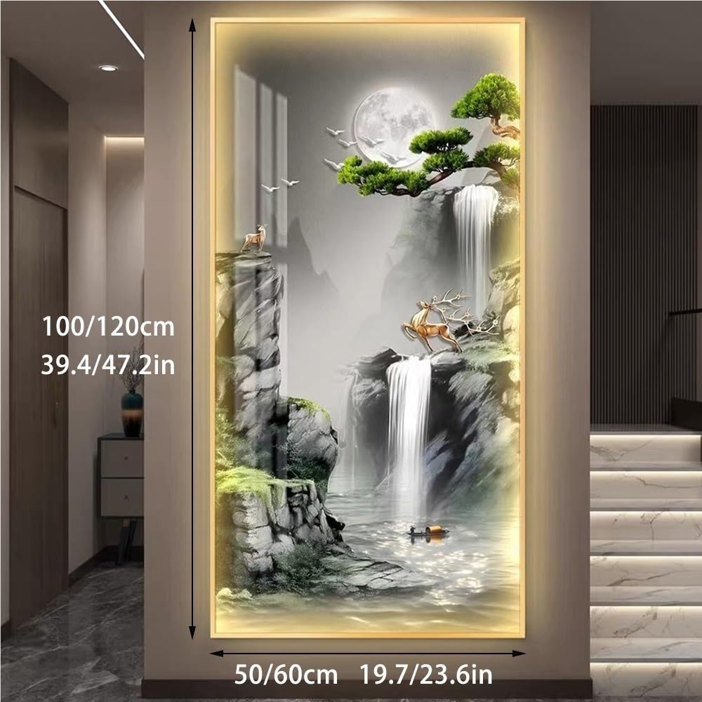 Cuadro Mural con Luces LED, esculturas 3D para Sala de Estar, Pasillo y Entrada. Mural LED Elegante con Fuente de alimentación enchufable (diámetro de 100 cm/39,4 Pulgadas).