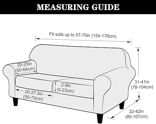 Miniatura 6 de Funda elástica para sofá de 2 plazas, funda de sofá de jacquard suave para sofá de 2 cojines, protector de muebles lavable para mascotas y niños (M)