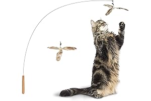 Interactive 35.5" Cat Wire Toy with Feather Propeller & Bell