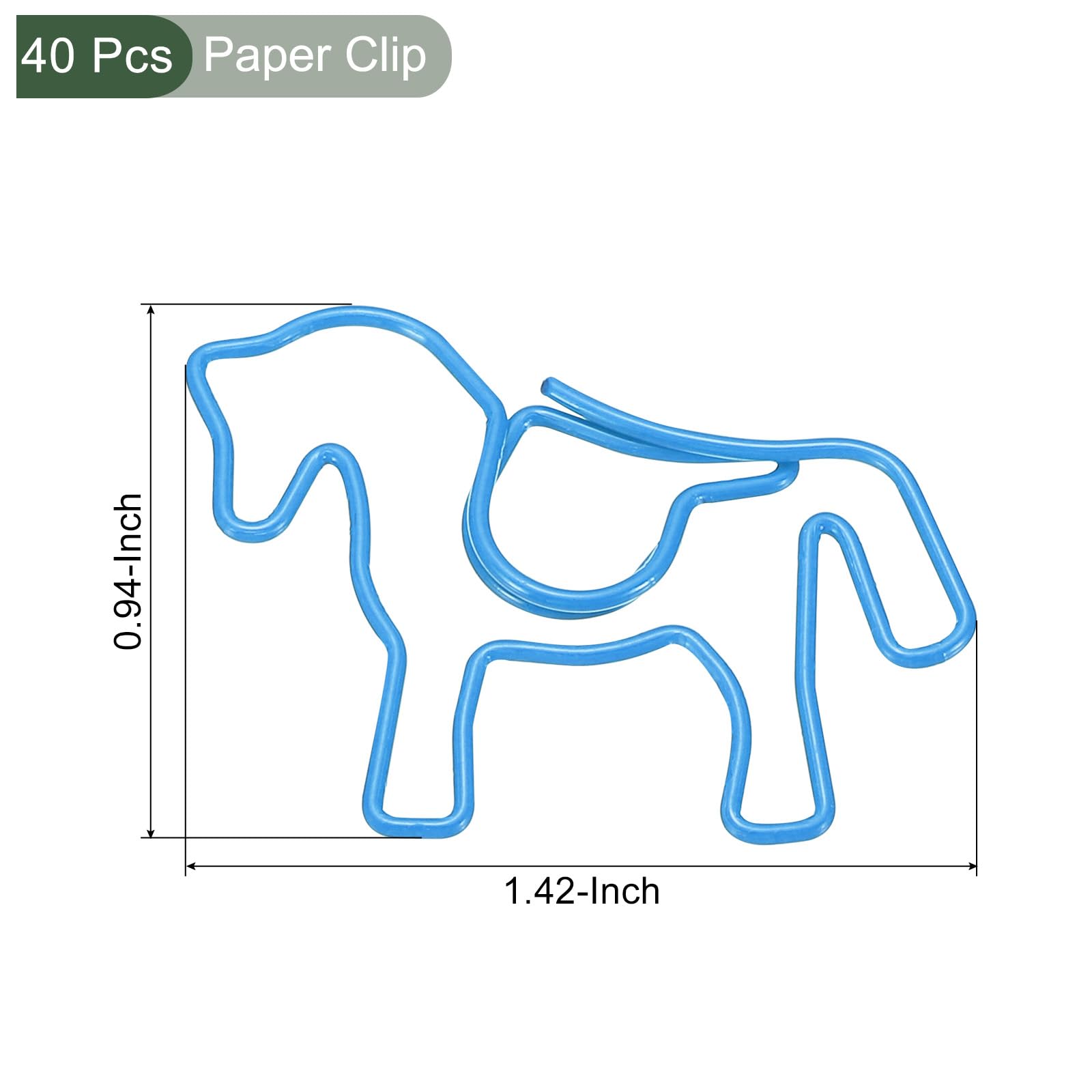 YOKIVE 40 Pcs Paper Clip, Horse Animal-Shaped Clips with Box, Keep Table Neat, Great for Office Art, Home, Daily Use (Blue, 1.4-inch) - Image 2