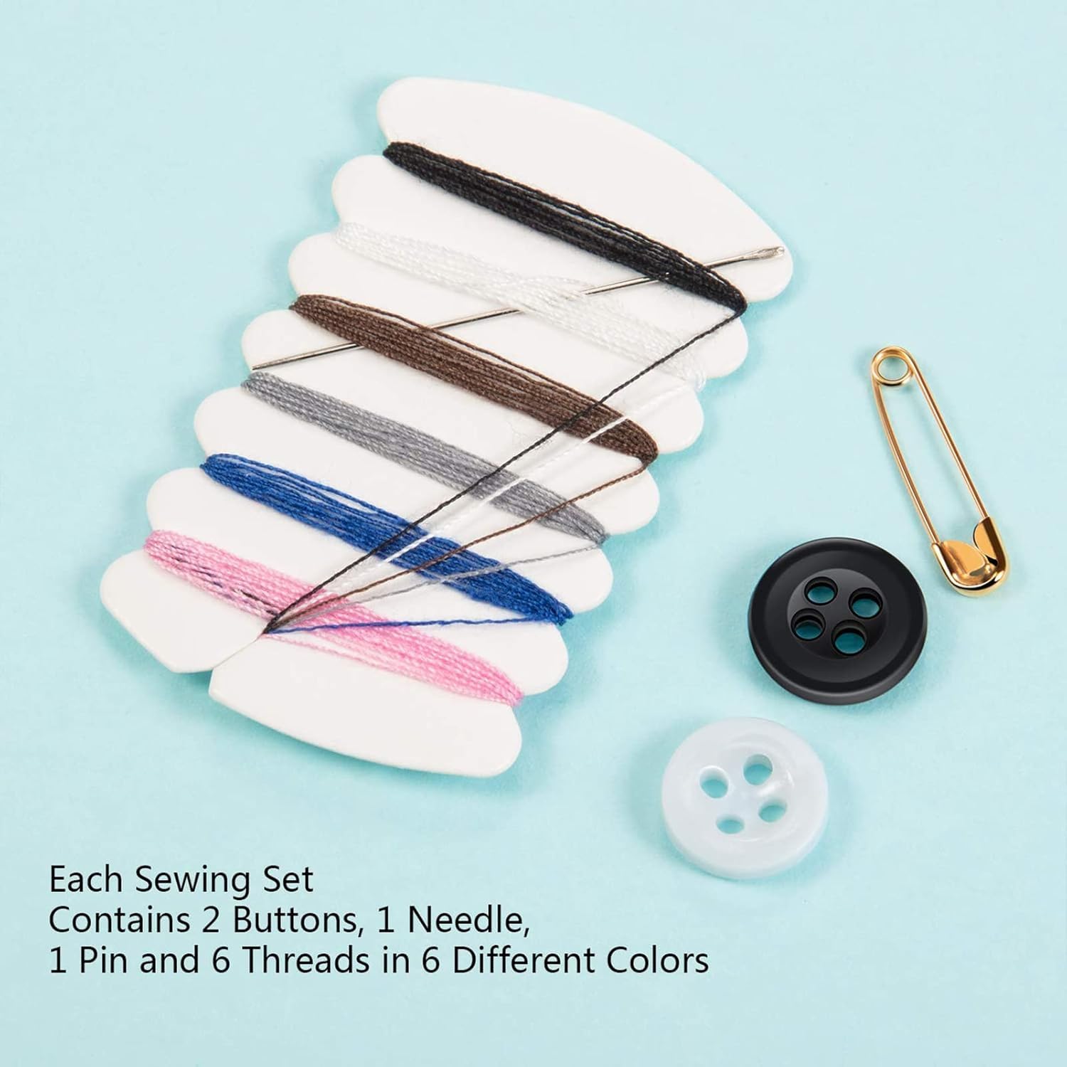 Daily Crafts Small Simple Handy Travel Mini Sewing Kits Thread Repair Emergency Kit with Needles, Threads, Button, Safety Pin for Gift Home Hotel Amenities Necessities (5 pcs) 1