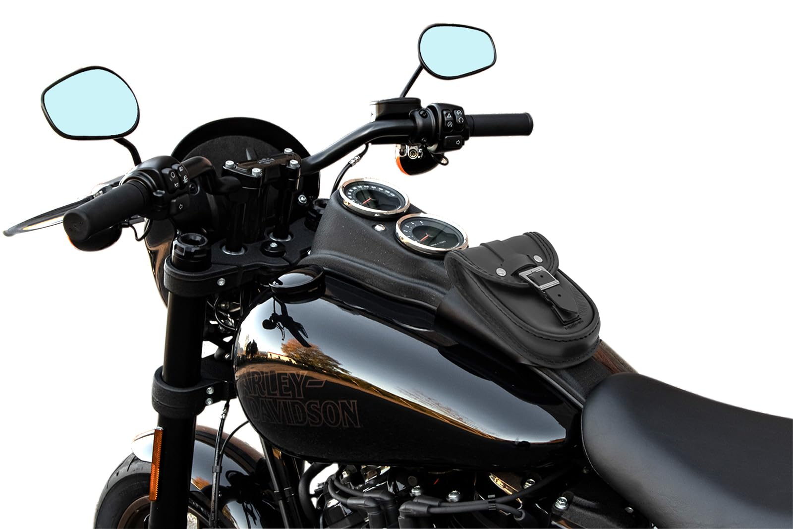 ends cuoio Borsa da serbatoio con aperture rapide in vera pelle compatibile con Harley Davidson Softail Low rider 2018-2020, Low Rider S 2020-2021 | 2022-2024, 100% Made in Italy (Cuciture nere)