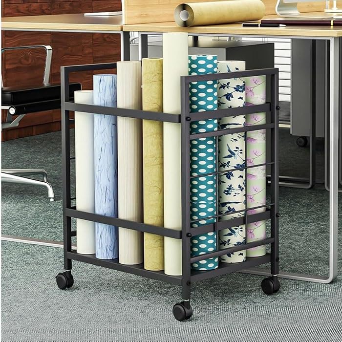 Carrello organizer per file con ruote, scaffale in metallo per progetti, mappe e documenti, uso domestico e scolastico