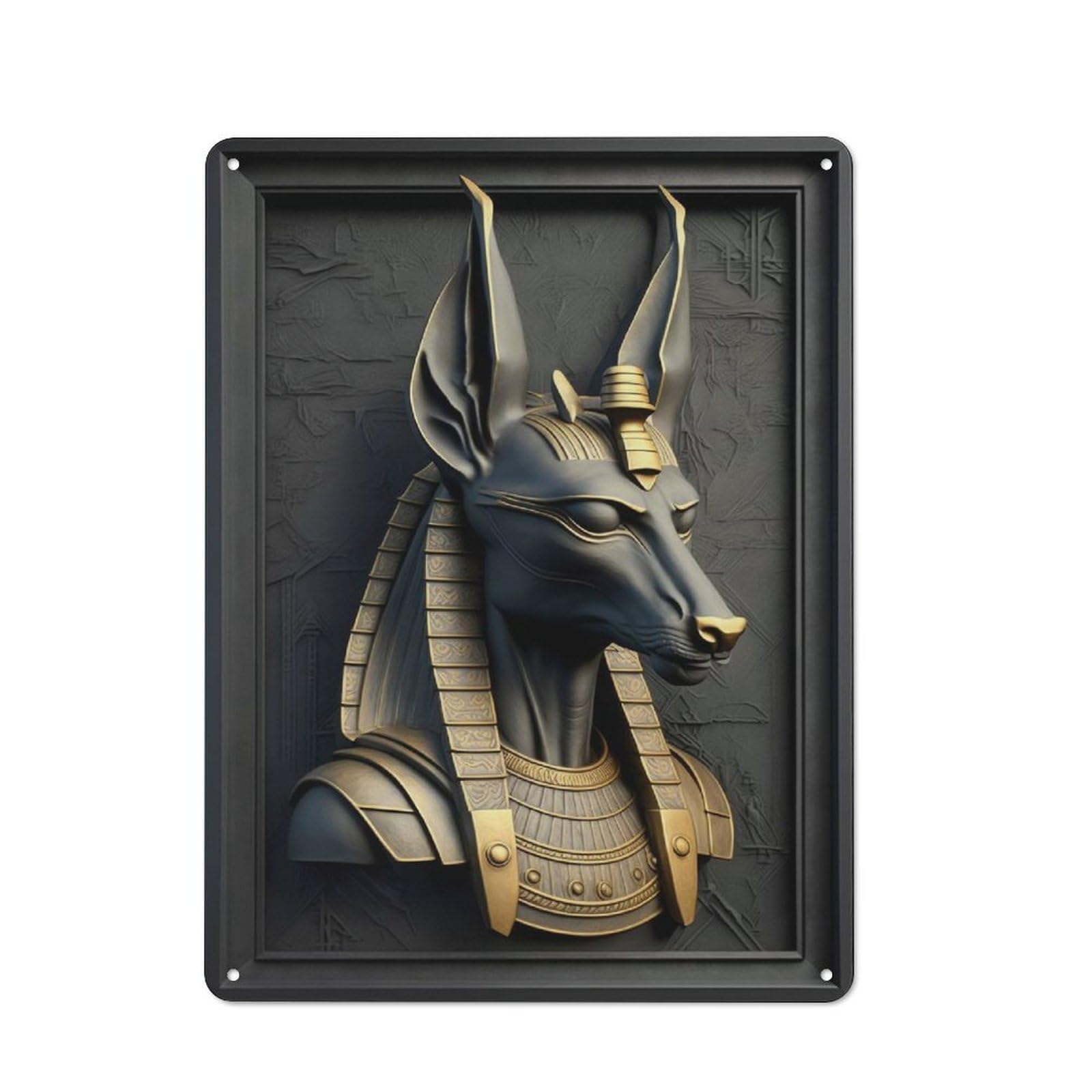 Tin Sign 40x30cm with Anubis Gold Decor for Garage Wall, Retro-style Decor, for Room Styling Across Garages And Workshops