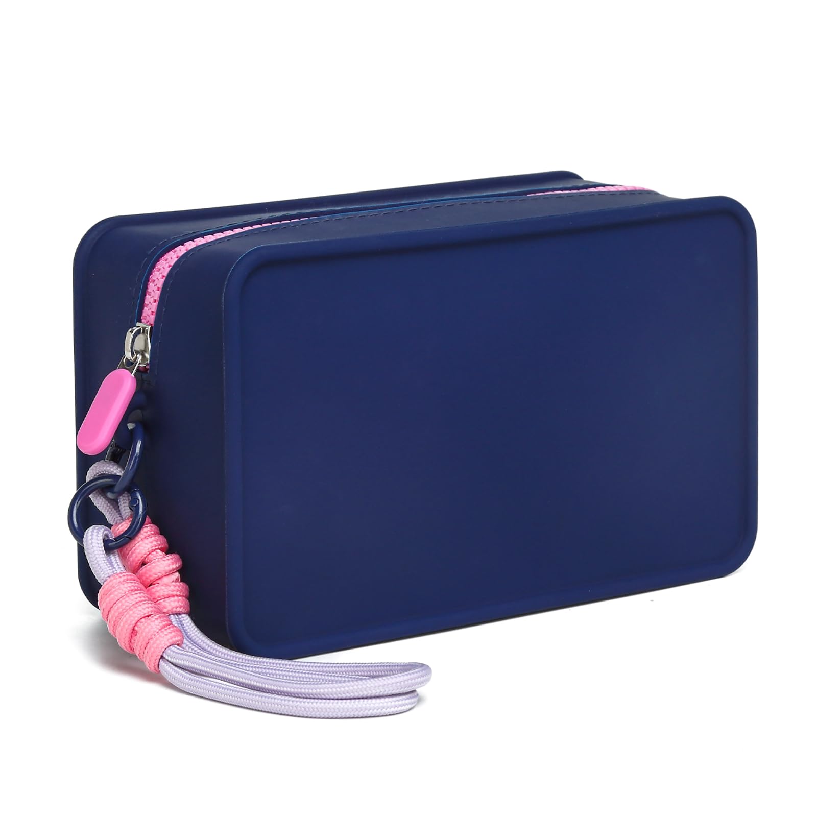 HHQQWZ Quadratische Silikon-Make-up-Tasche (10,5x10,5x3 Cm) – Wasserdicht, Mit Griff