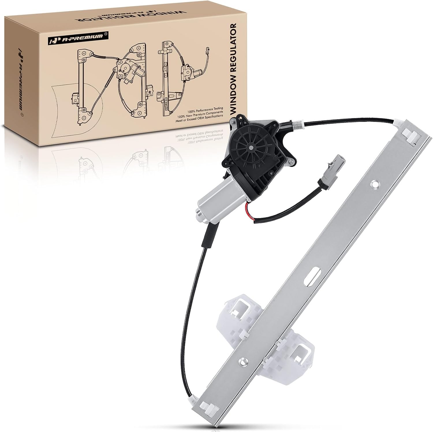 A-Premium Power Window Regulator with 2-Pin Motor Replacement for Jeep Wrangler 2007-2017, Wrangler JK 2018, Front Right Passenger Side, Replace# 68014948AA