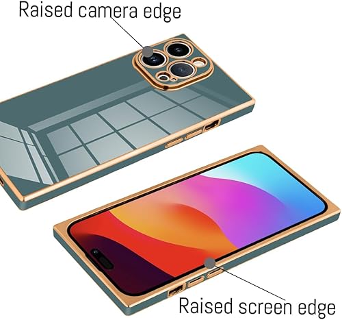 Miniatura 3 de KANGHAR Funda cuadrada compatible con iPhone 15 Pro Max de lujo con bonito diseño cuadrado, cuerpo completo, antiarañazos, a prueba de golpes, funda