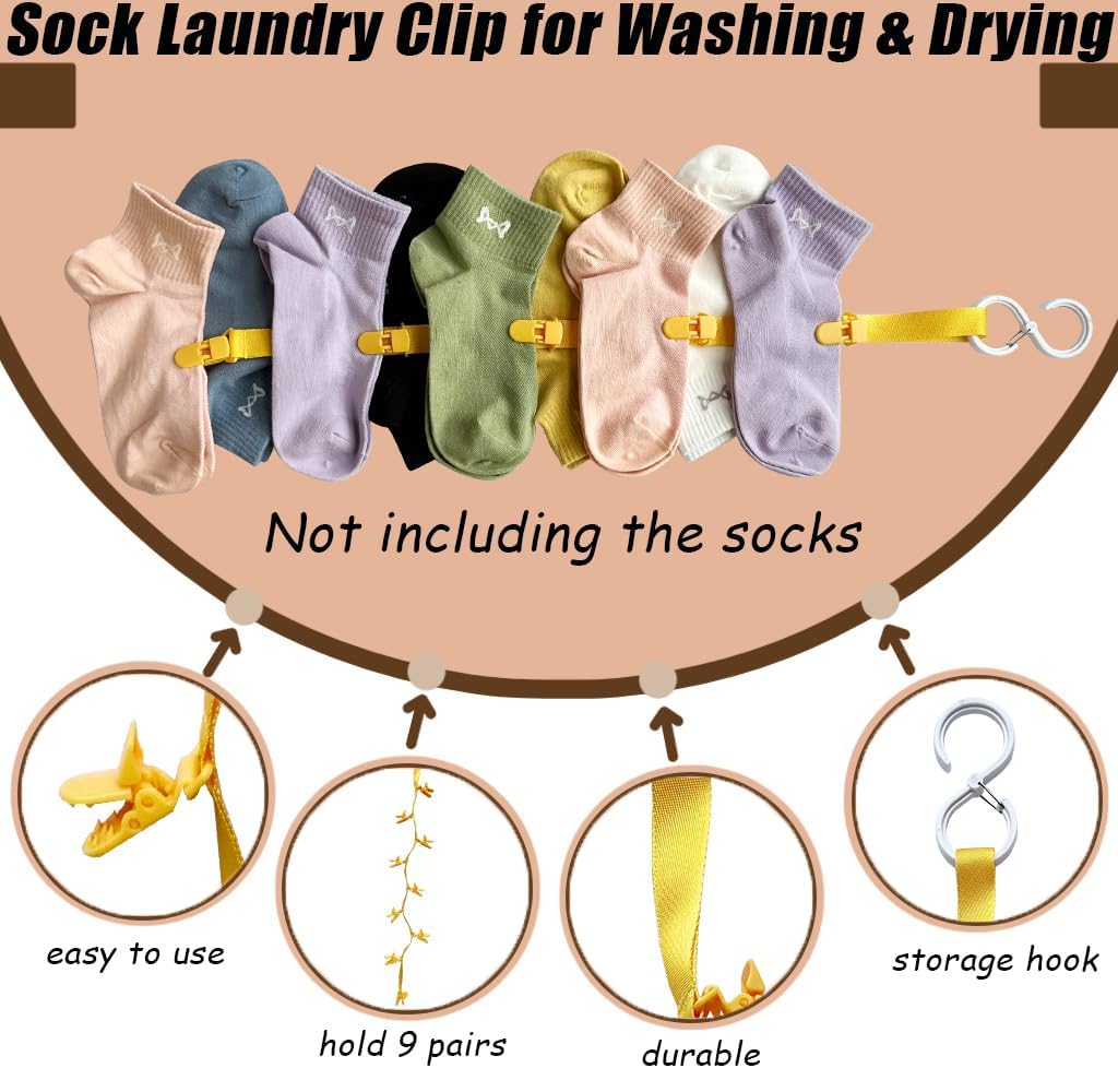 2 PCS Sock Laundry Clip for Washing Drying & Storing Socks in Pairs, Sock Tie Clips & Organizer for Washing Machine & Dryer Prevent Loss and Tangles (Yellow) image 3